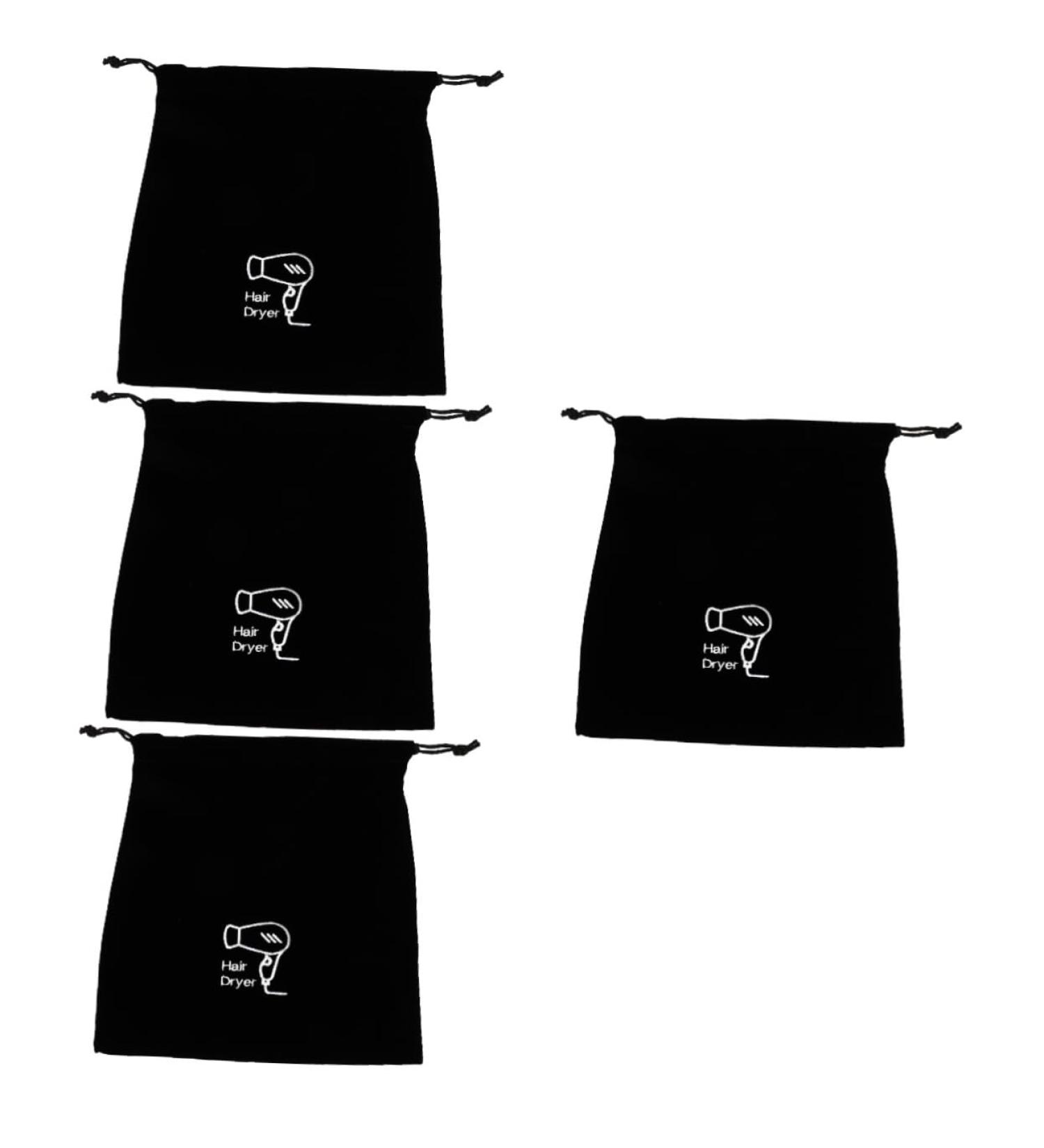 Healeved 4 Pcs Hair Dryer Storage Bag Hair Straightener Bag Wig Bags Hair Dryer Travel Bag Tool Flannel Black - Buy Online on GoSupps.com