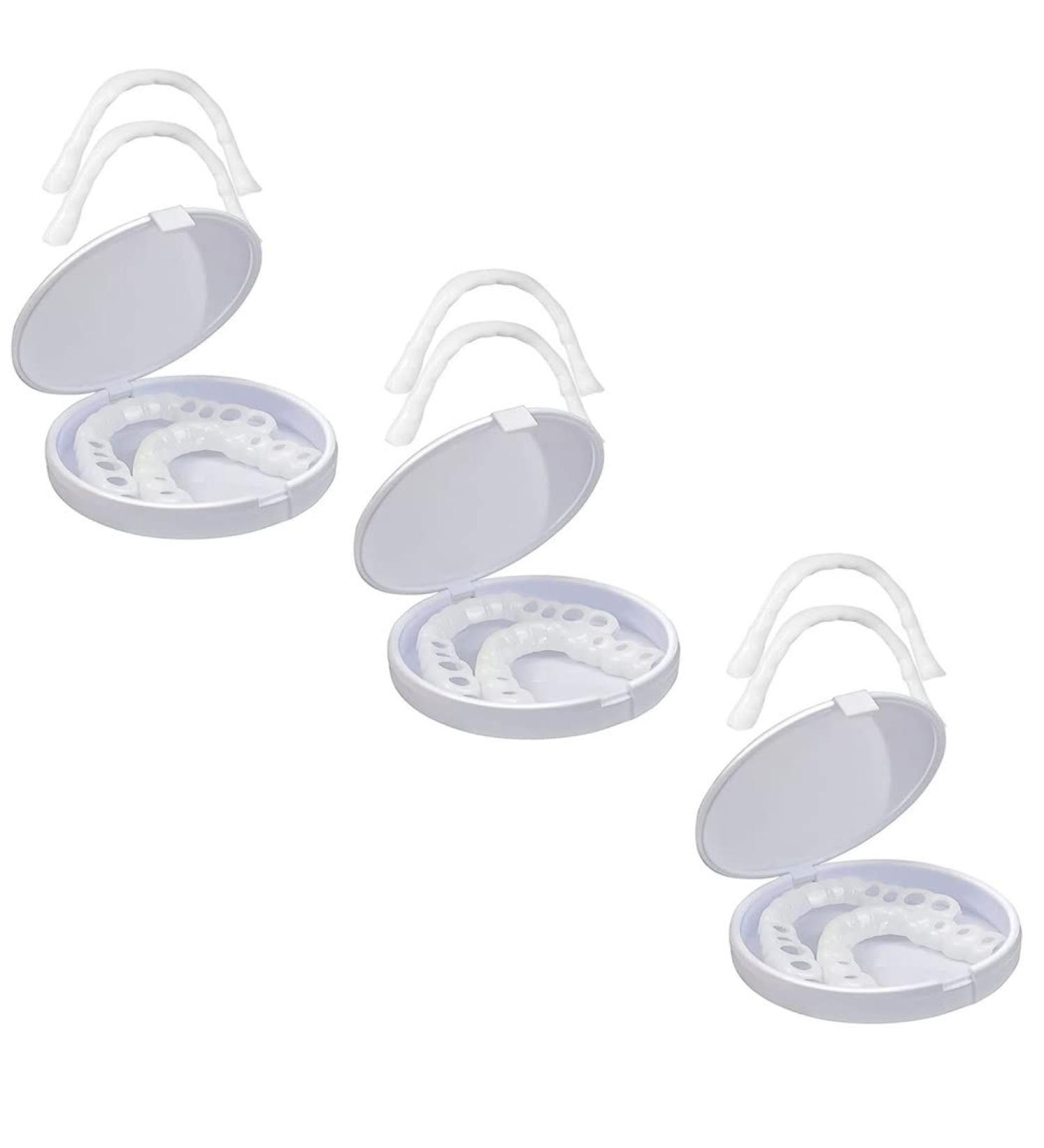 Xzlzmd Pebbles Dentures Set - Immediate Repair for Cracked or Missing Teeth | Upper & Lower Veneers | 3 Pairs - Buy Online on GoSupps.com