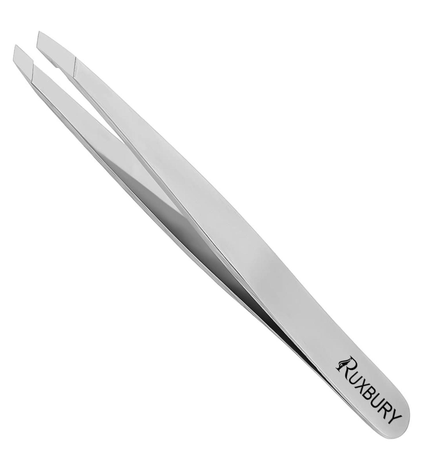 Ruxbury Tweezers Professional Slanted Tweezer for Facial Hair Women & Men Stainless Steel Silver Color Precision Tweezers for Ingrown Hair Tweezers with Blister Packaging 1 Pcs - Buy Online on GoSupps.com