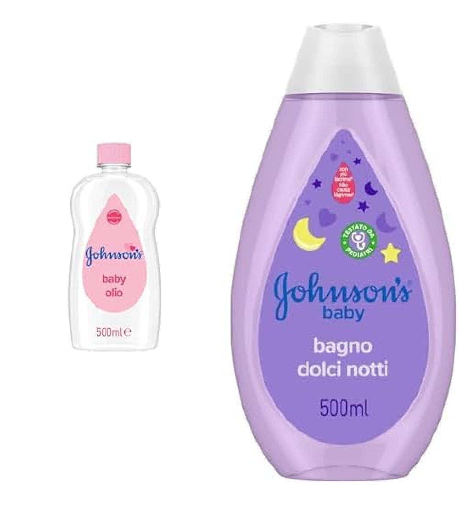 Johnson's Baby Huile pour b b (500 mL) + Bain Douce Nuit (500 mL) Soins quotidiens pour la peau - Test par des p diatres et des dermatologues Formule sans colorants avec un pH quilibr