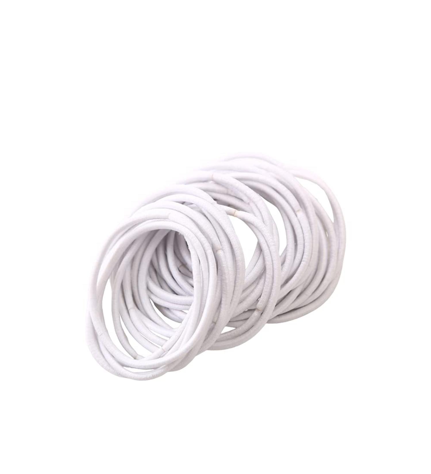 FEIFEI'S BOW 50pcs 2.5mm Thin Hair Scrunchies - Stylish Accessories for Girls & Women - Perfect for School Uniforms - Endless White - Buy Online on GoSupps.com