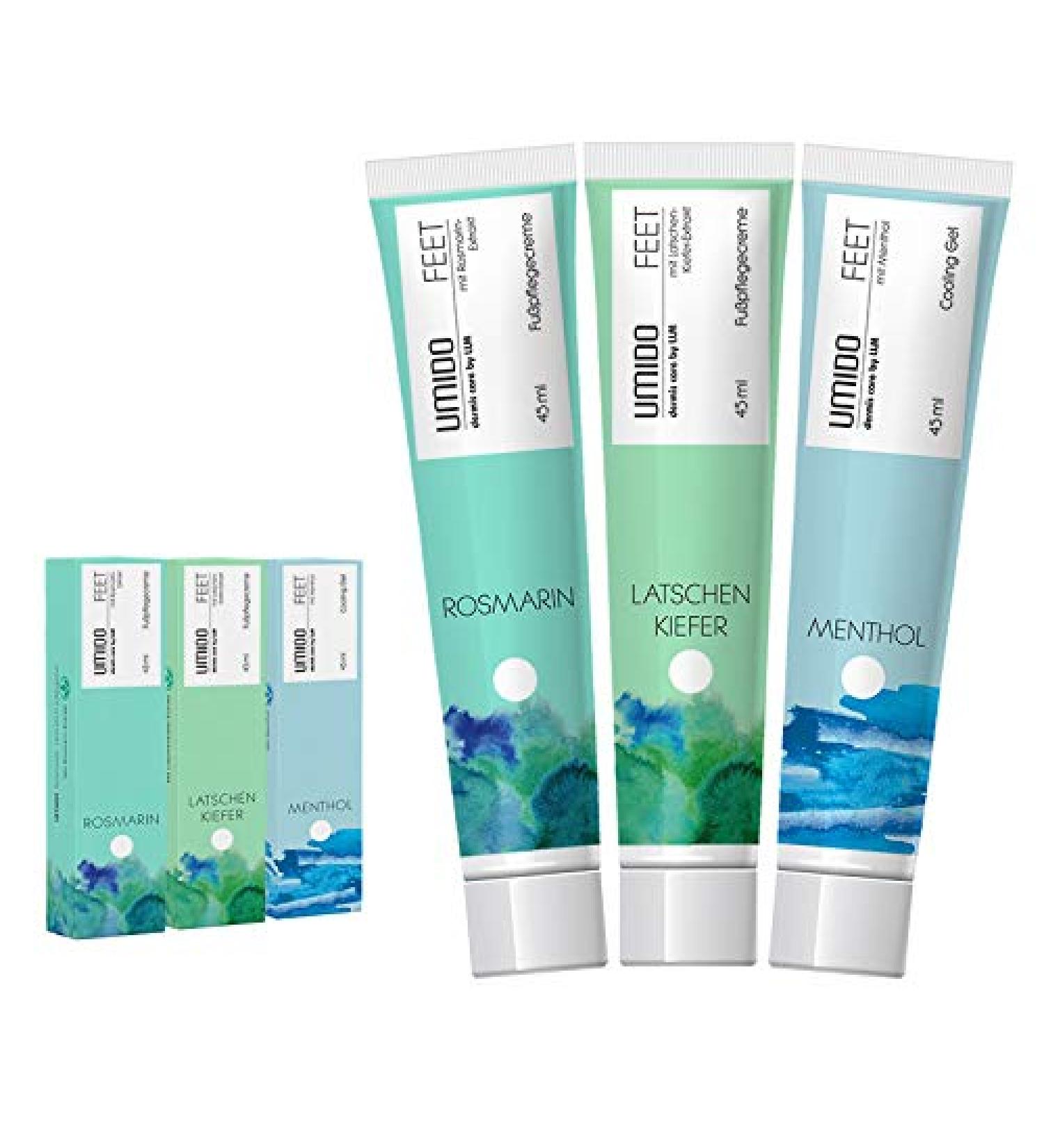 Umido 3-Piece Foot Cream Set | 45ml Rosemary Slip Jaw & Menthol | Foot Balm & Lotion | Premium Care Cream for Ultimate Foot Care - Buy Online on GoSupps.com