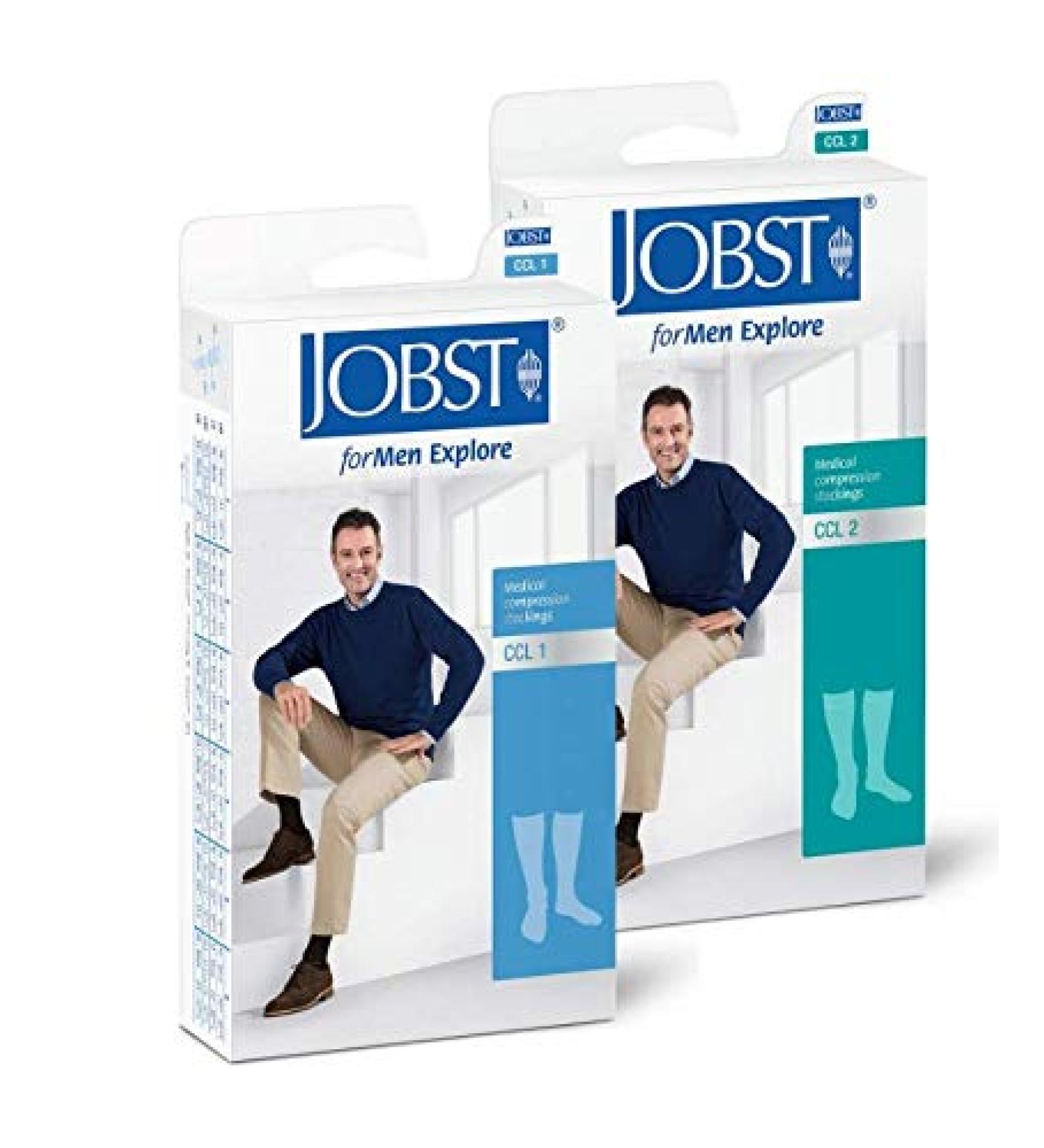 Jobst forms Explore - Men's compression stockings knee socks |KKL1 |Regular |Anthracite |I |Travel socks |Commercial socks |With cotton and integrated carbon fibers