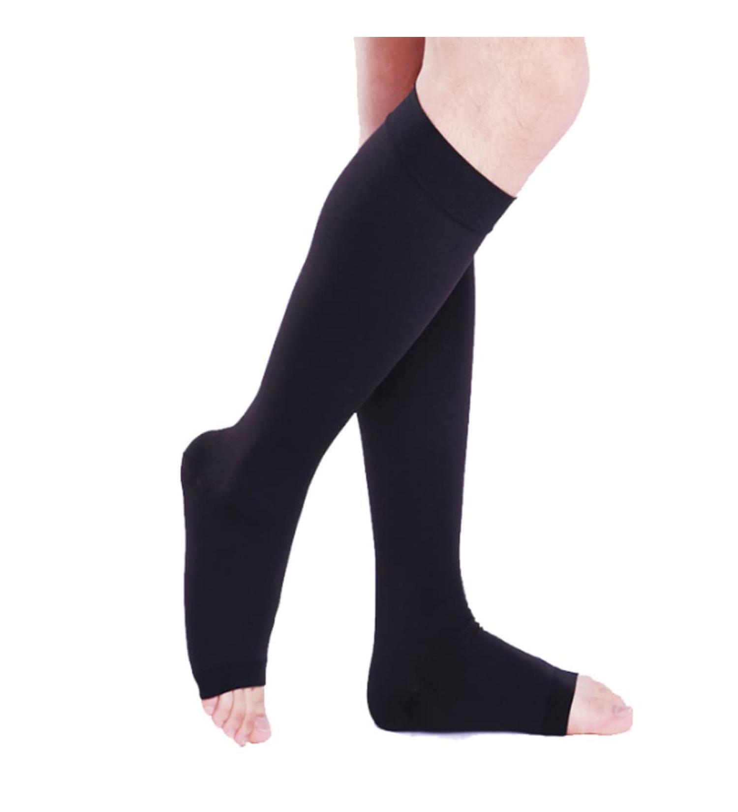 Buy Medium High 25-35 mmHg Compression Stockings | Open Toe Support Hose for Varicose Veins | Non-Slip Silicone | Sizes S M XX in Black - Buy Online on GoSupps.com