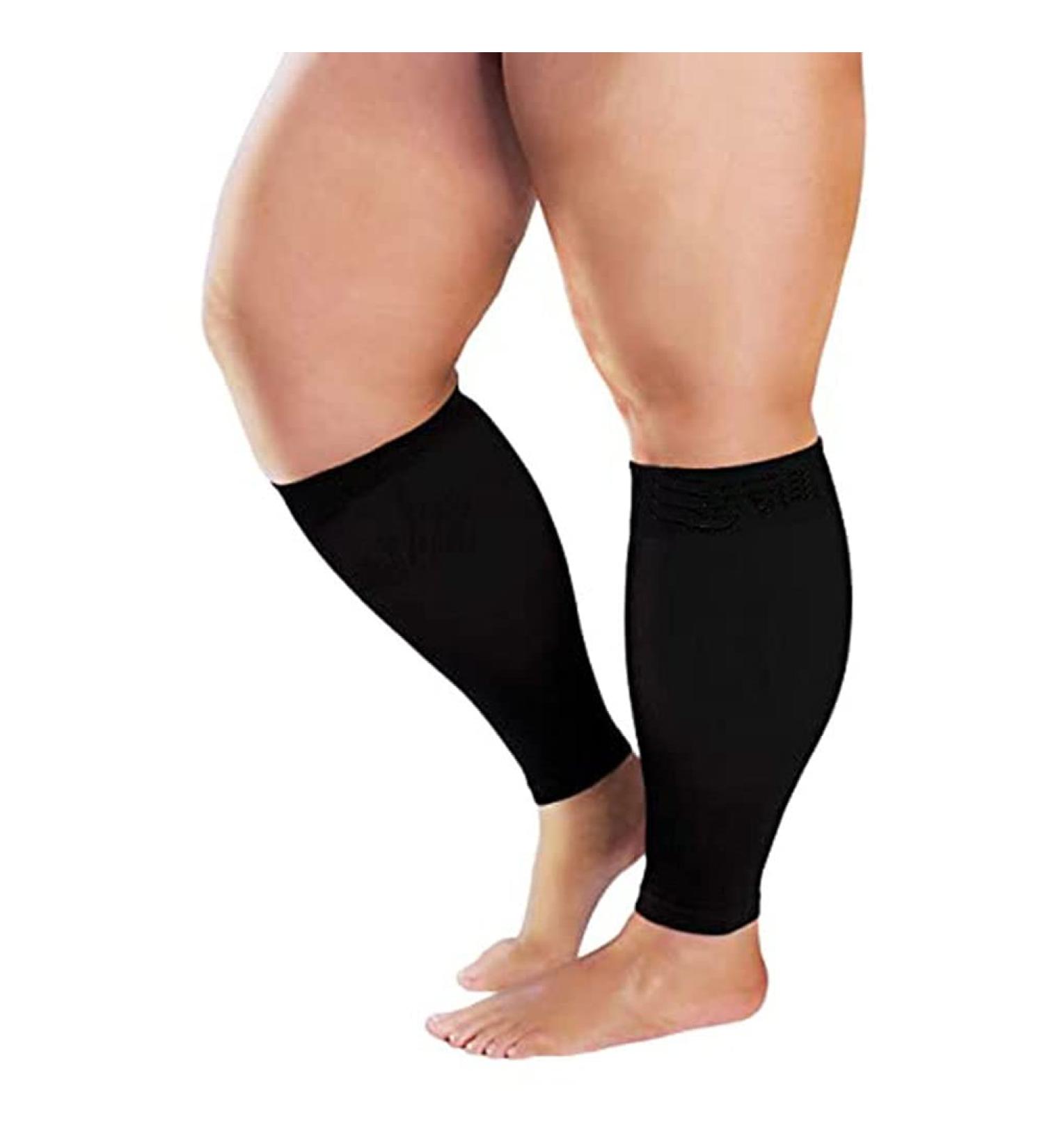 Wide Calf Compression Socks for Men & Women | Plus Size Shin Sleeves | Pain Relief & Varicose Vein Treatment | Black 7XL - Buy Online on GoSupps.com