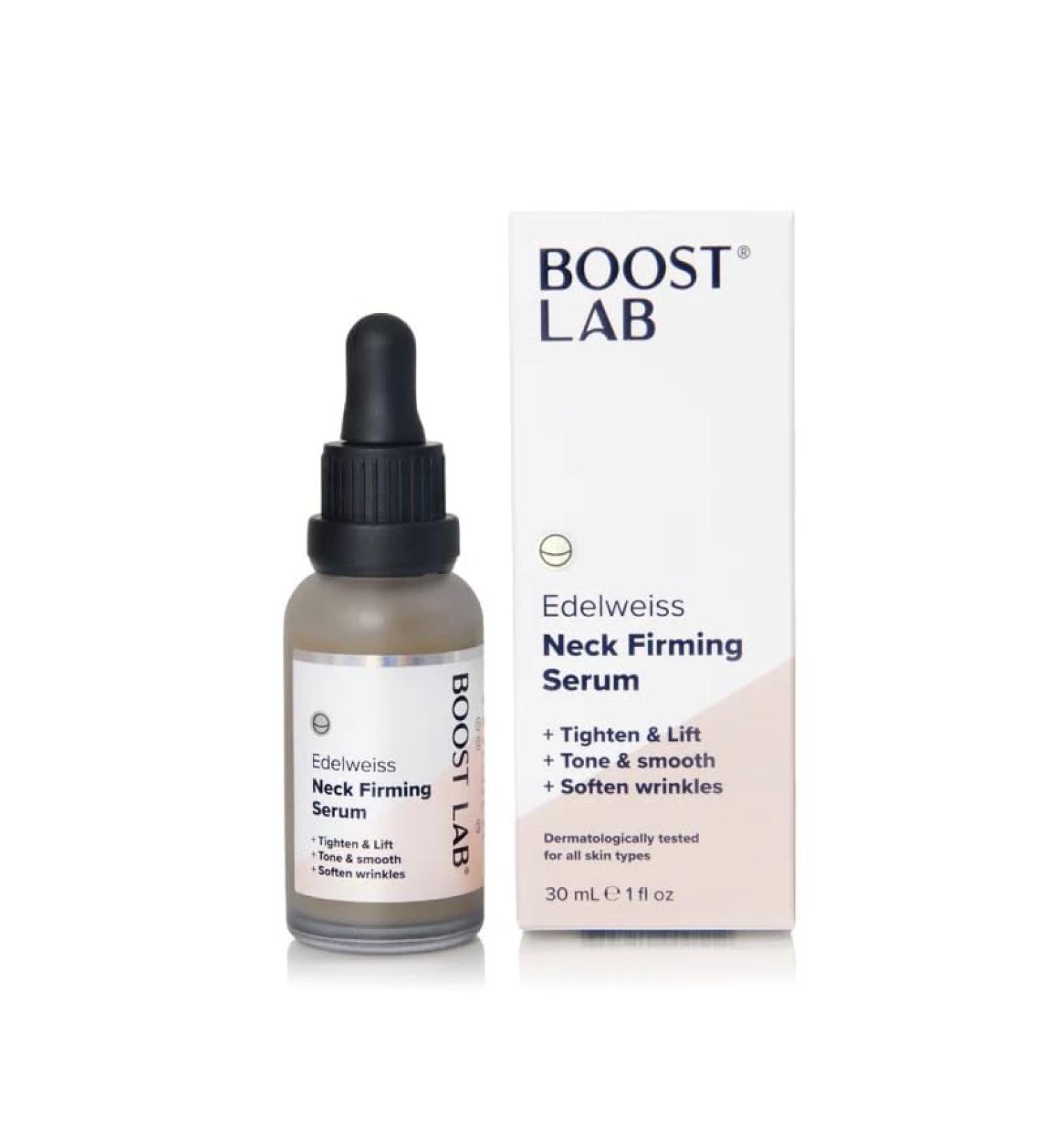 BOOST LAB Edelweiss Neck Firming Serum | Reduce Neck Wrinkles & Ageing | Lifts & Smooths Sagging Skin | Paraben Sulphate & Fragrance Free - 30 ml - Buy Online on GoSupps.com
