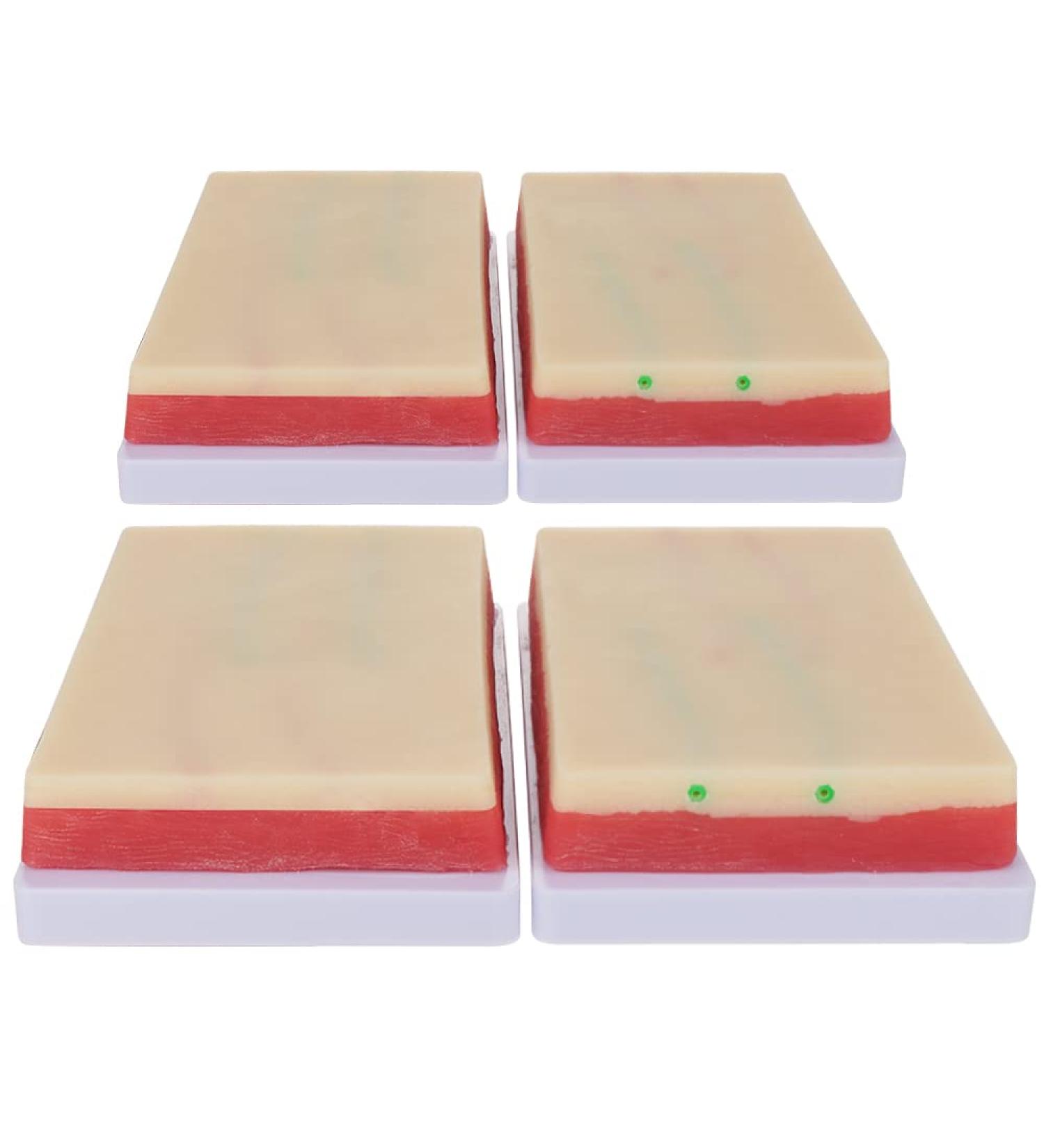 4 Pcs Venipuncture IV Injection Training Pad - Silicone Human Skin Suture Model with 4 Veins, 3 Skin Layers for Injection Practice - Buy Online on GoSupps.com