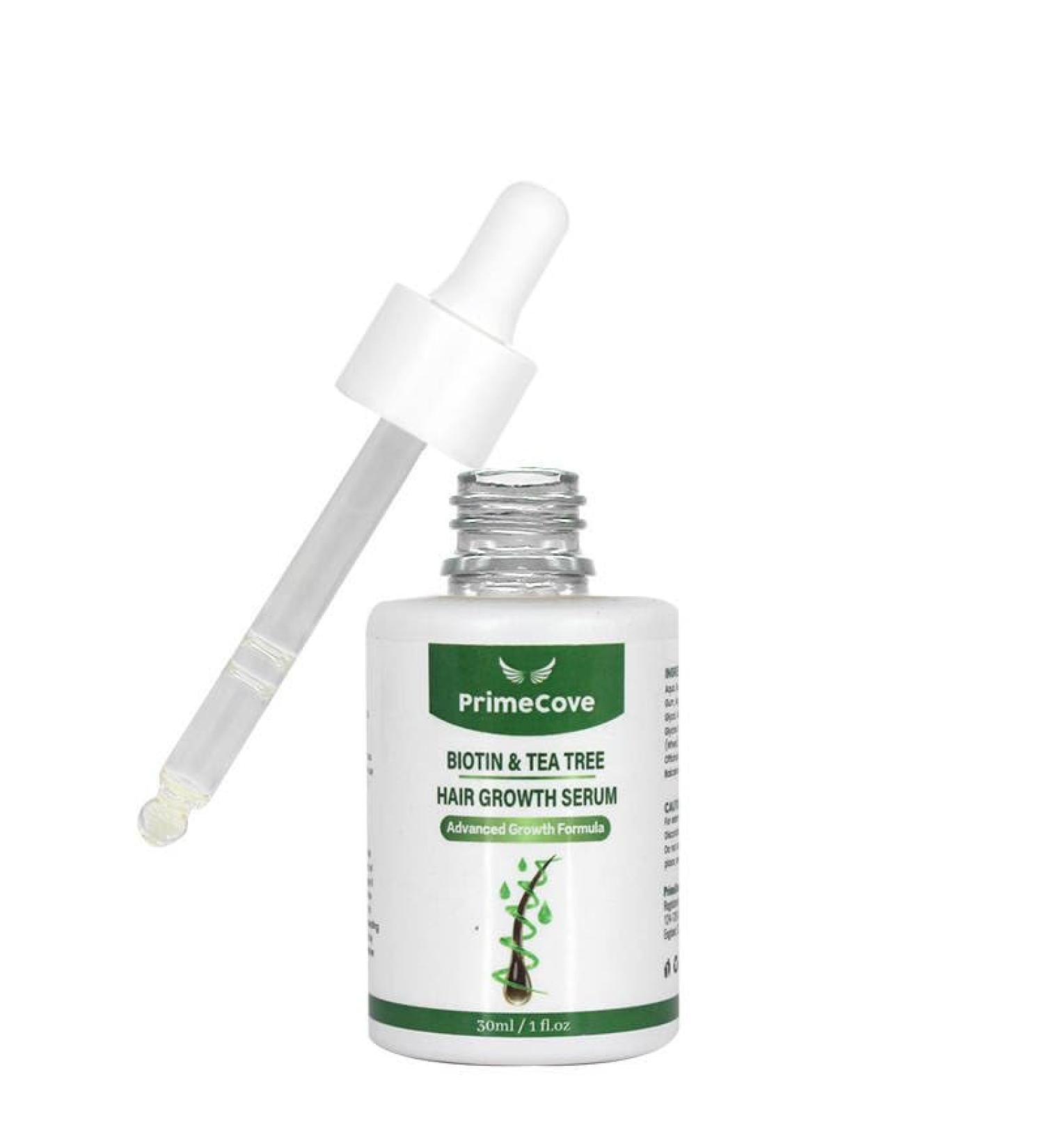 PrimeCove - Biotin & Tea Tree Hair Growth Serum (30ml) | Stimulate Growth Reduce Graying & Nourish Roots | Advanced & Natural Formula - Buy Online on GoSupps.com