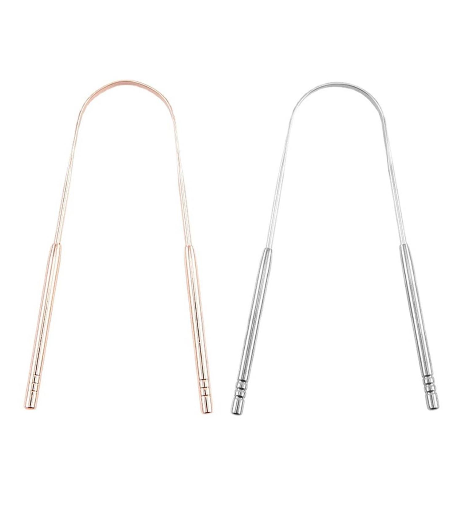 Jskwike Stainless Steel Tongue Cleaner Set - 2 U-Shape Tongue Scrapers for Fresh Breath & Bad Breath Reduction | International Shipping Available - Buy Online on GoSupps.com