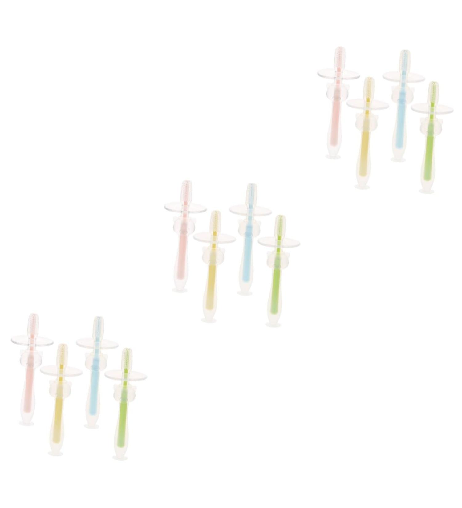 Beavorty 12-Pack Pink Baby Toothbrush Set - Soft Manual Infant Brushes for 1-Year-Olds - Suction Travel Toddler Toothbrushes - Buy Online on GoSupps.com