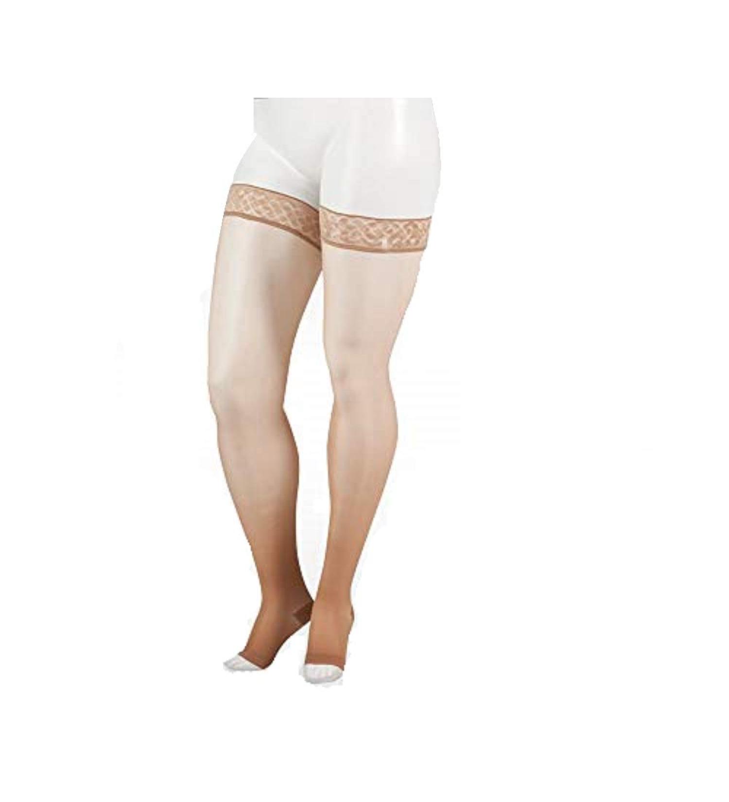 Juzo Naturally Sheer 2101ag 20-30mmhg Thigh-High Open Toe Compression Stockings Beige 2 (II) Short 2 (II) Short Beige