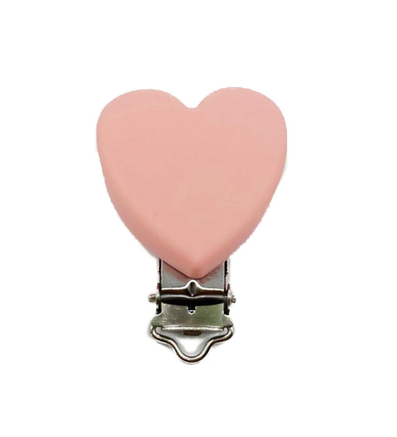 GLASSNOBLE Pacifier Clip | BPA Free Silicone Heart Chain Holder | Teether & Nursing Clips in Pink Rose - Safe for Babies - Buy Online on GoSupps.com