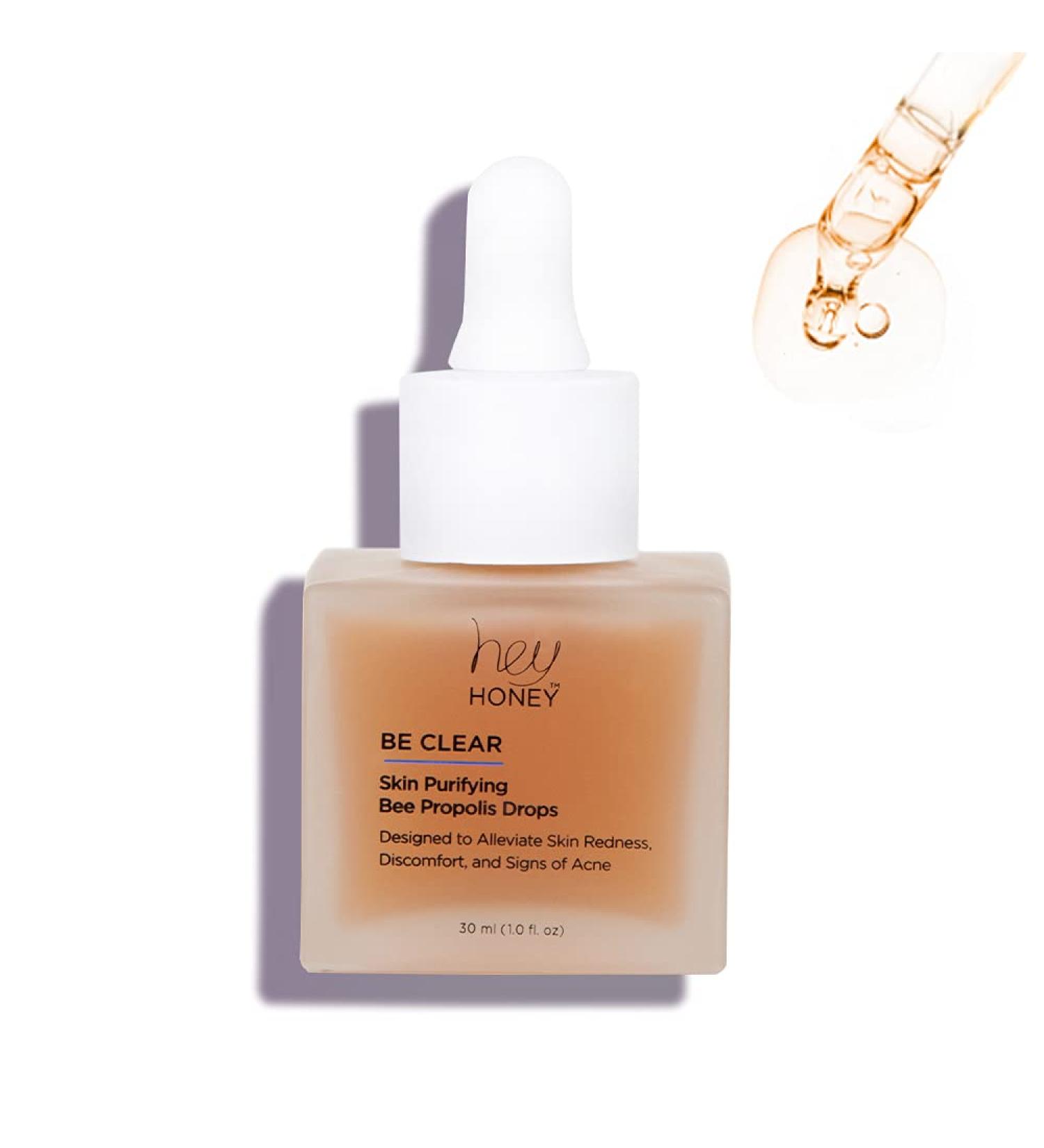 Hey Honey Skincare Be Clear Skin Purifying Bee Propolis Drops Serum - Alleviate Redness, Discomfort, Blemishes & Acne - 1 Oz - Buy Online on GoSupps.com