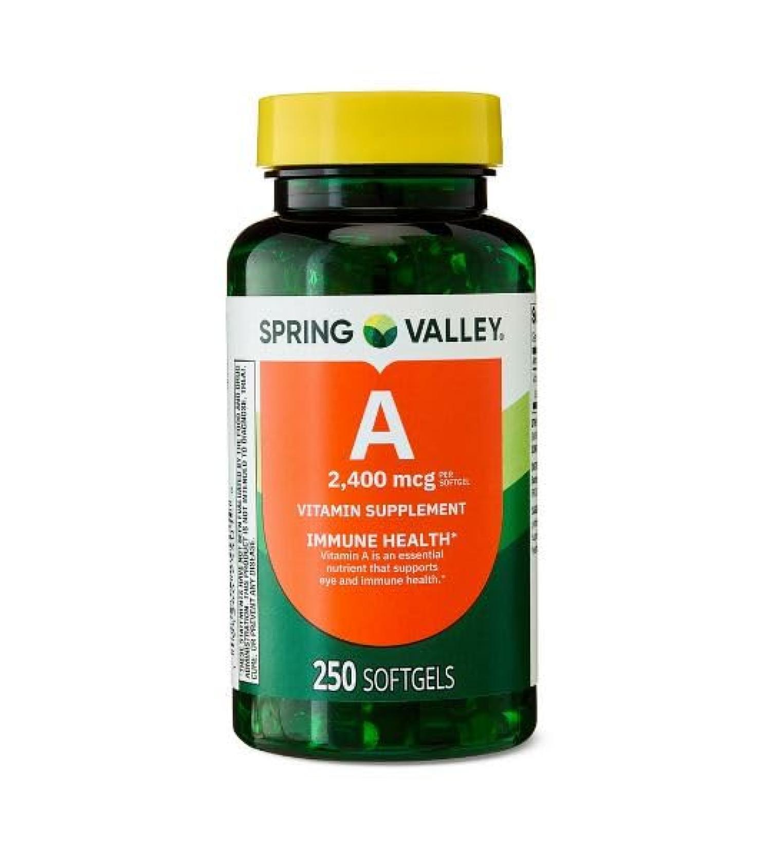H4U Spring Valley Vitamin A Supplement Softgels for Immune Health 2400 mcg 250 Count