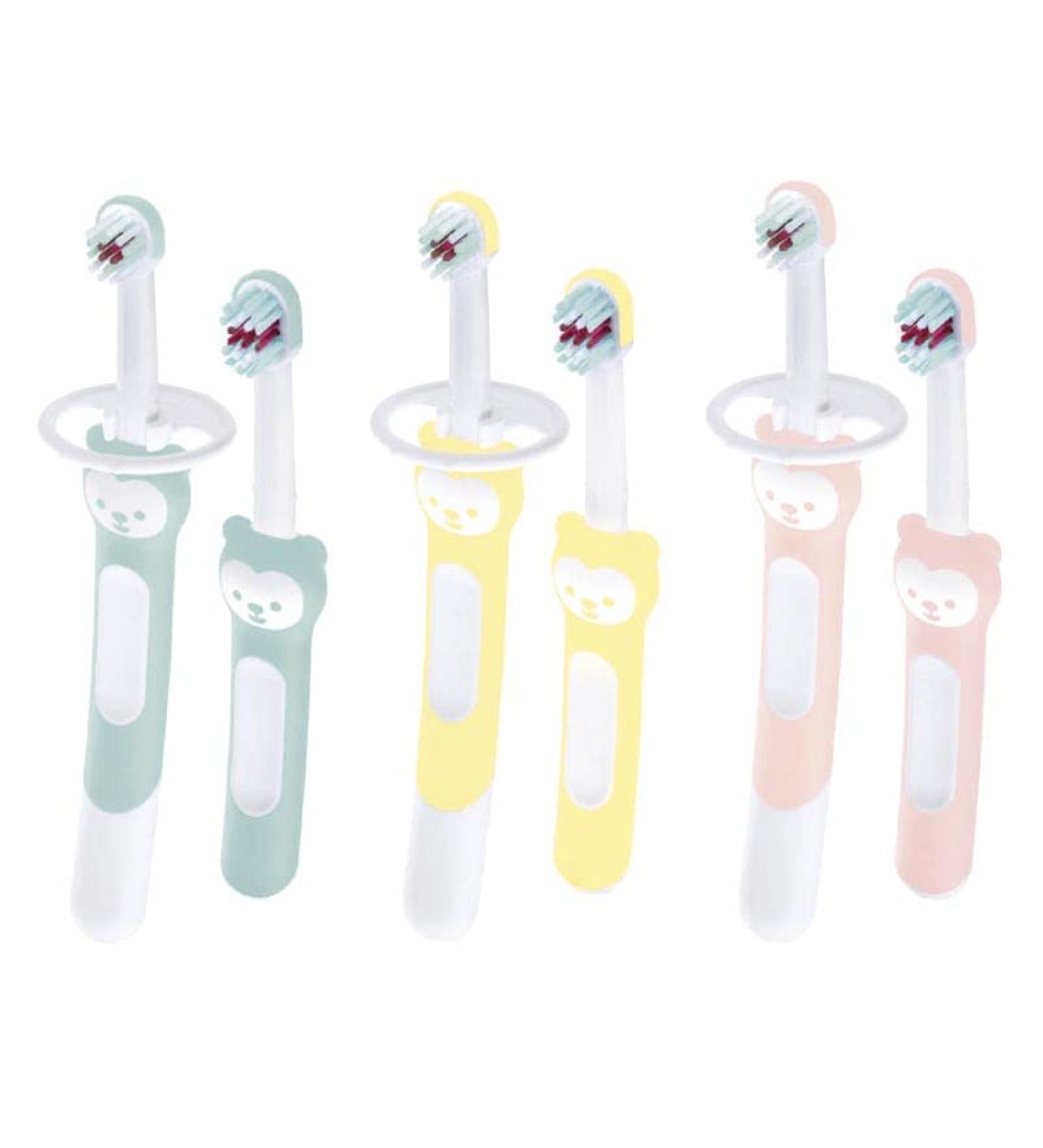 Mam |5+ months toothbrush set (random color) - 1 learning toothbrush + 1 baby toothbrush - to learn the teeth in 2 steps randomly 1 piece (1 Pack)
