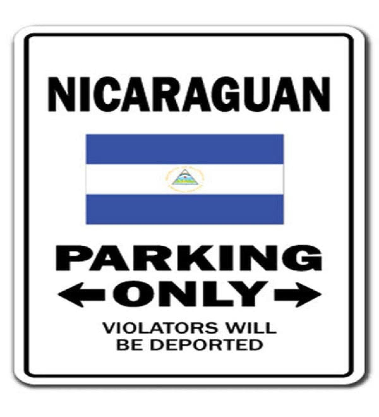 Nicaraguan Parking Aluminum Sign | Indoor/Outdoor | Funny Home D cor for Garages Living Rooms Bedroom Offices | SignMission Gag Novelty Gift Funny Nicaragua Central America Map Sign Wall Decoration