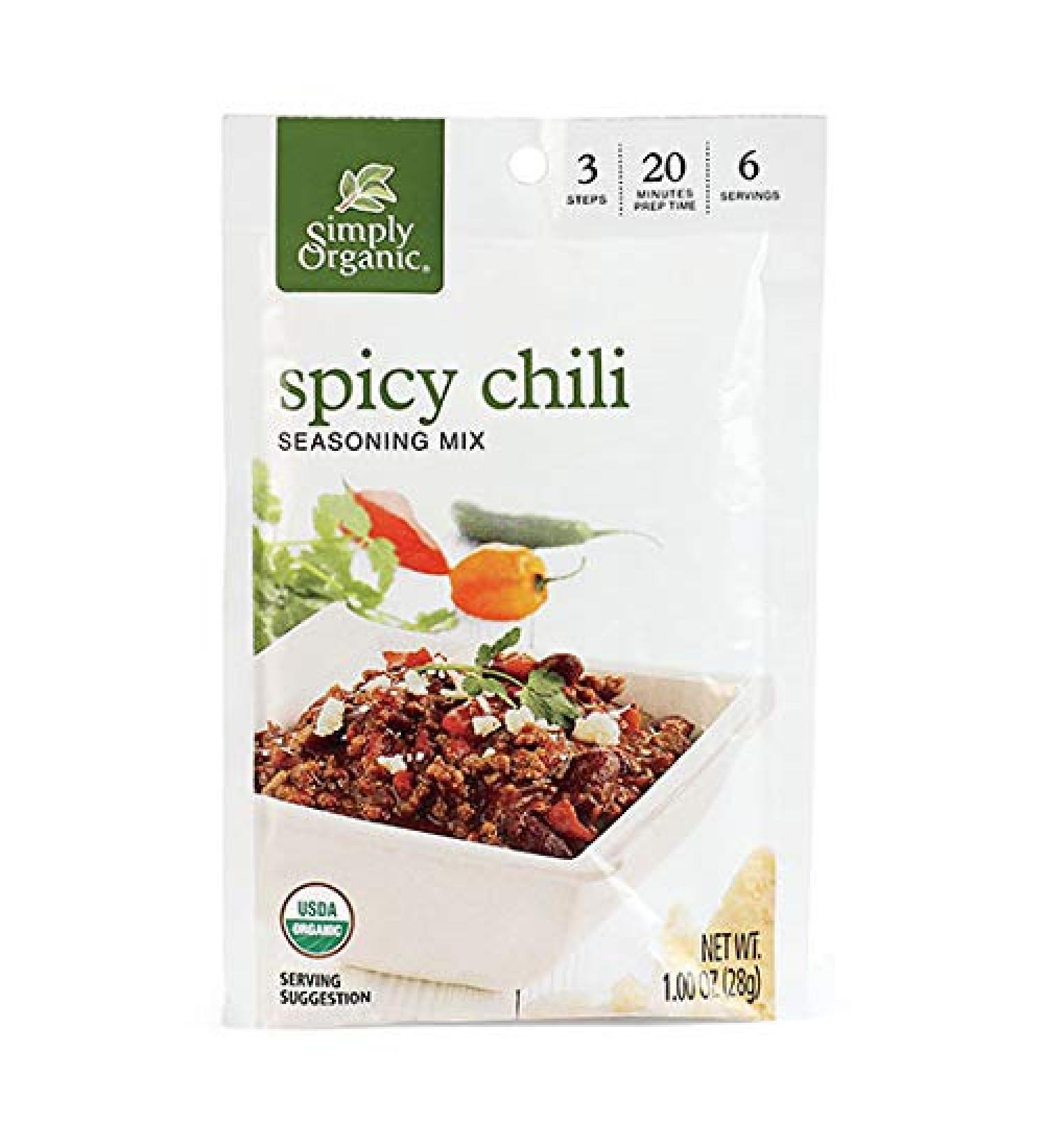 Simply Organic Spicy Chili - Certified Organic - 1 oz Pack of 12 | Premium Flavor - Buy Online on GoSupps.com