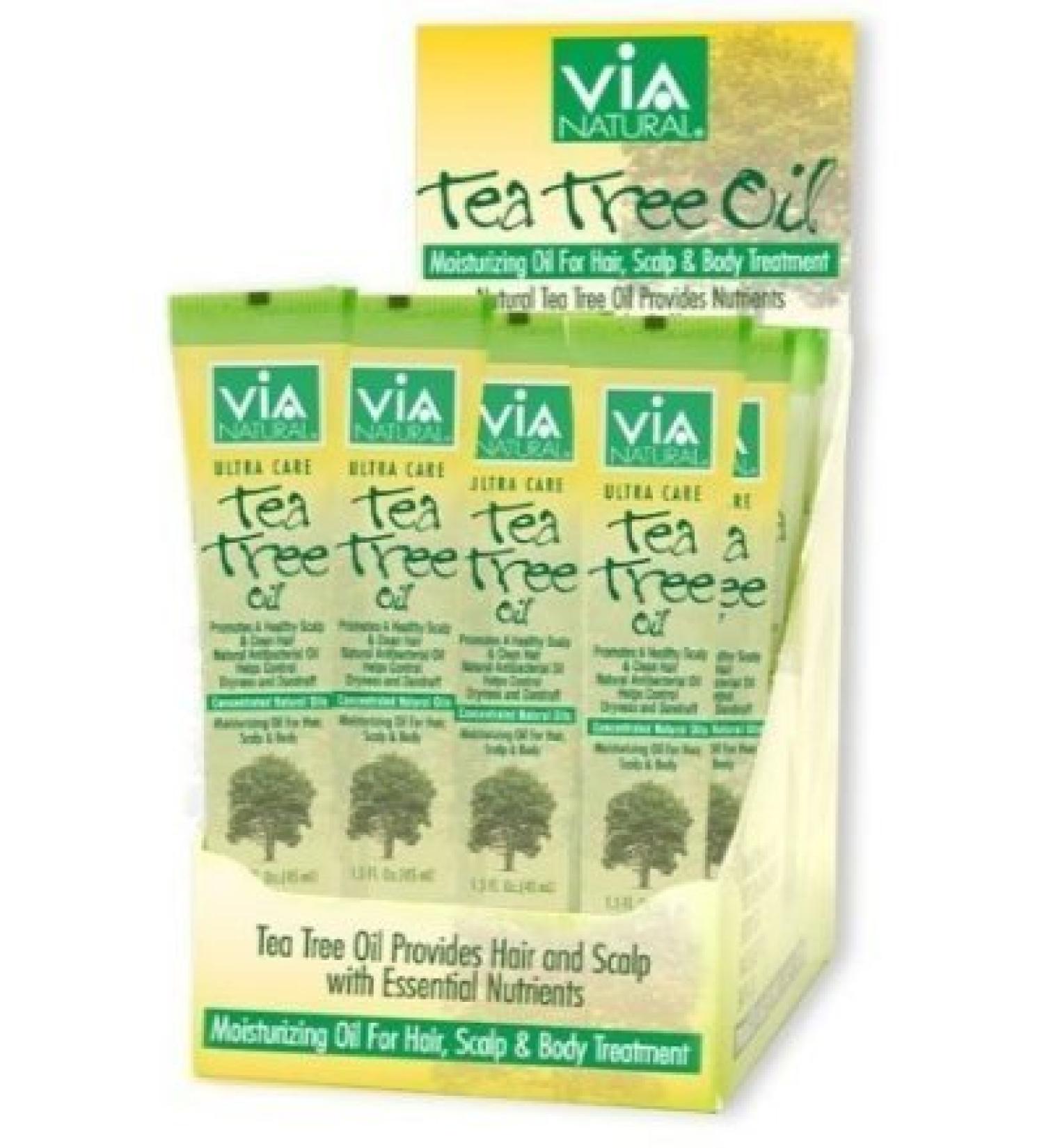 Lot of 12 Tubes (One Dozen) Via Tea Tree Oil Moisturizing Oil for Hair Scalp & Body 1.5 fl oz each