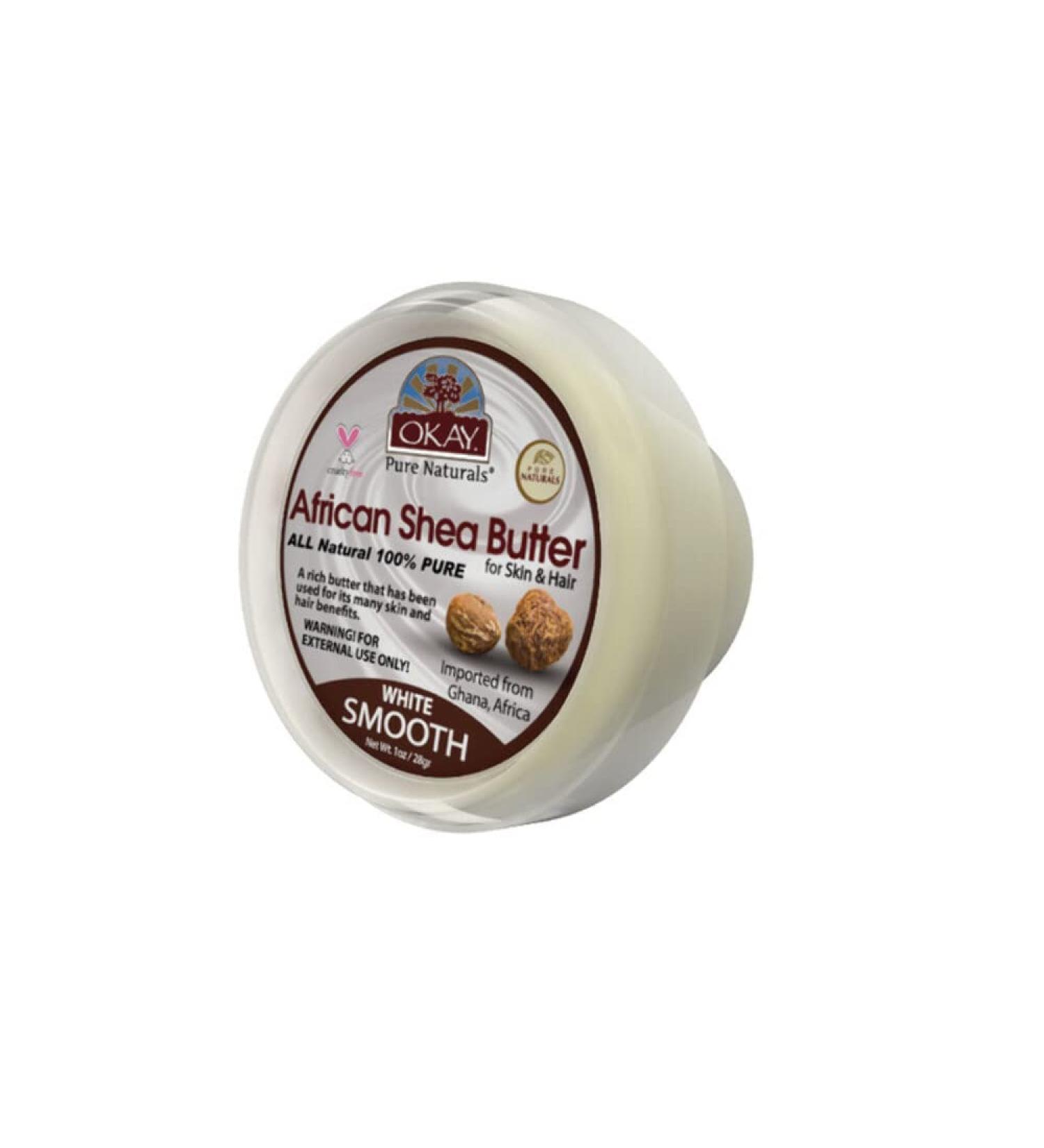 OKAY African Shea Butter White Smooth 1oz - 100% Pure Organic Shea Butter for Skin and Hair - 1 Ounce Pack - Buy Online on GoSupps.com