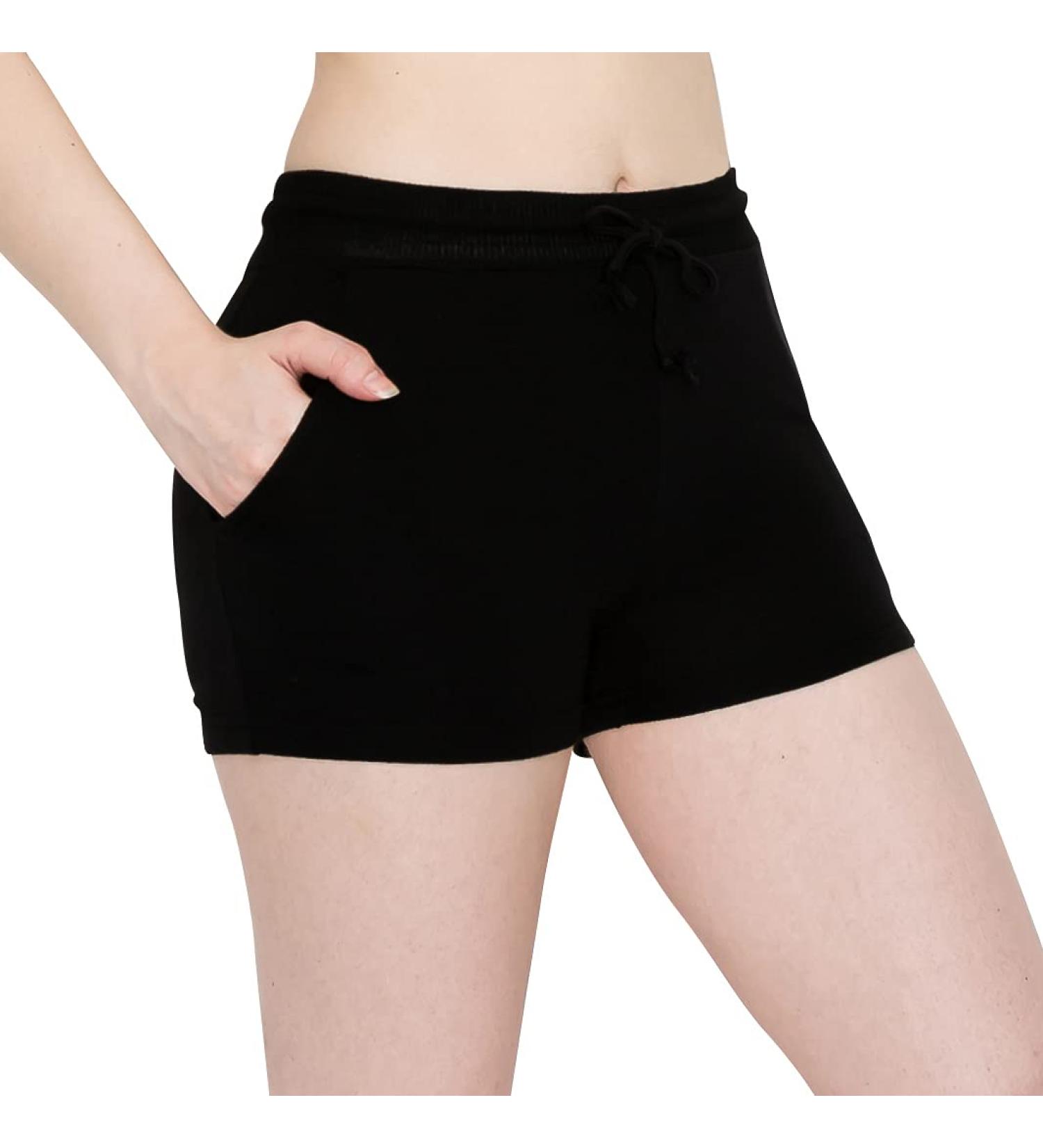 ALWAYS Women's French Terry Lounge Shorts - Comfortable Pajama Pants - Black, Large - Buy Online on GoSupps.com