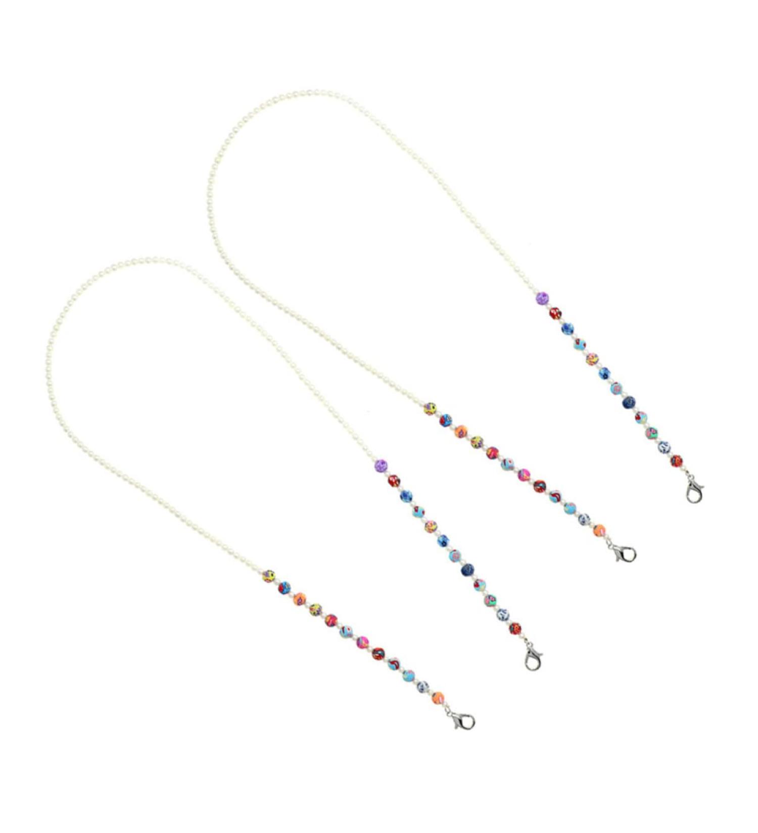 JECOMPRIS 2pcs Anti-Drop Chain for Face Masks & Glasses - Beaded Lanyard with Artificial Pearls - International Shipping Available - Buy Online on GoSupps.com