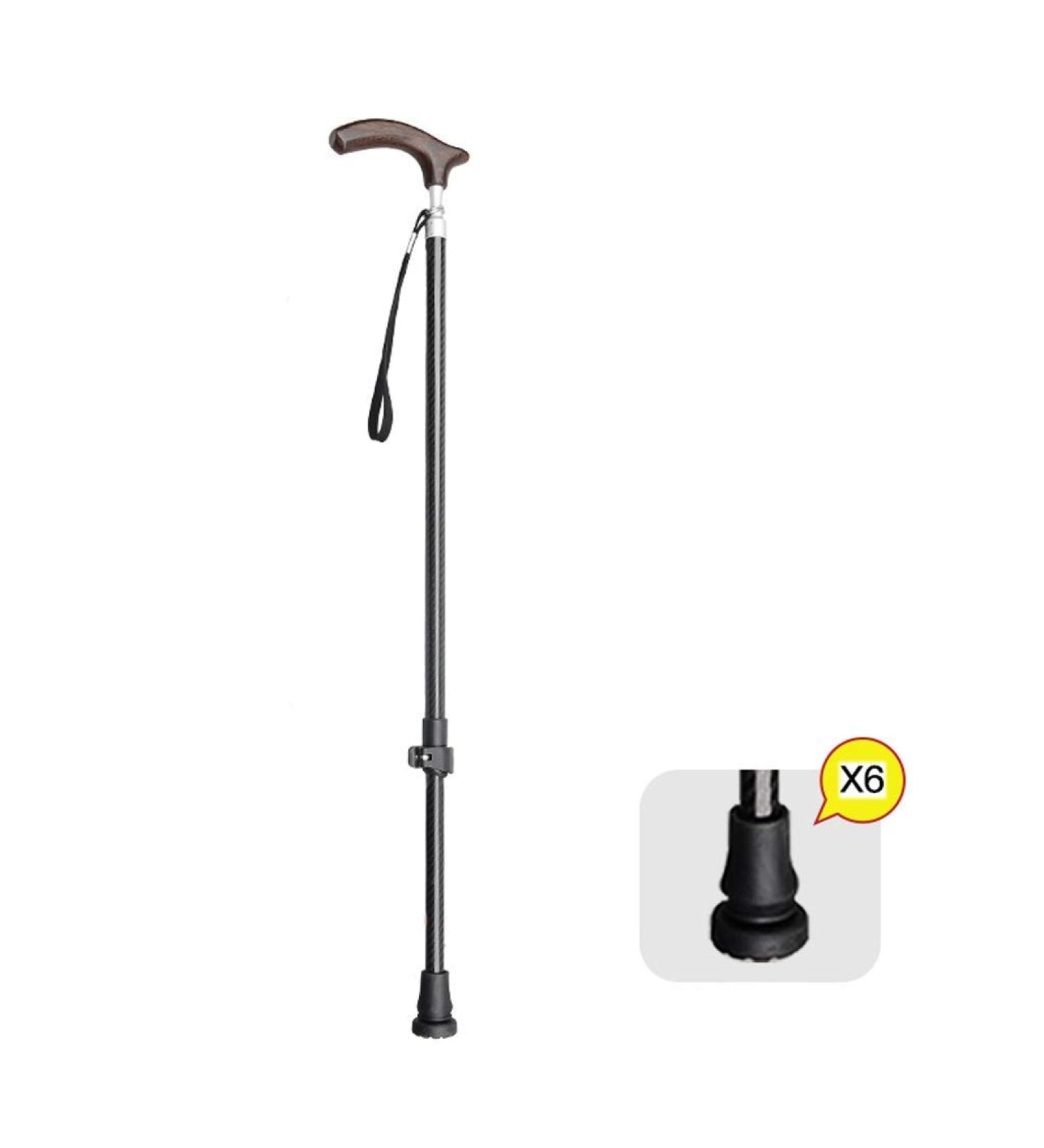 Walking Stick Carbon Light Telescopic Cane Solid Wood Non-Slip Old Man Crutch with 6pc Foot pad (#1 A) Prosperous - Buy Online on GoSupps.com