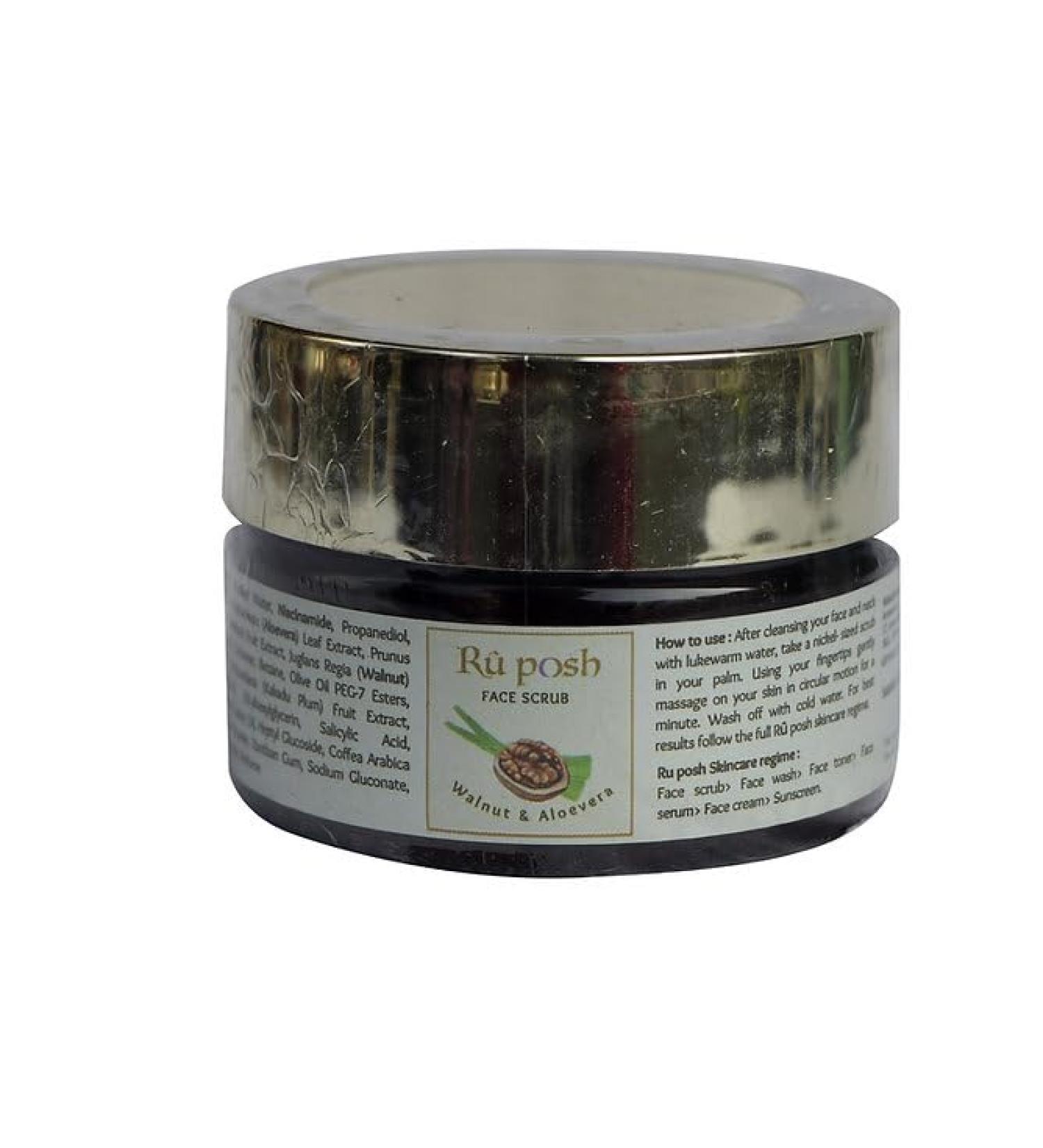Walnut & Aloe Vera Face Scrub | Exfoliate Dull Dry Skin | International Shipping Available - Buy Online on GoSupps.com
