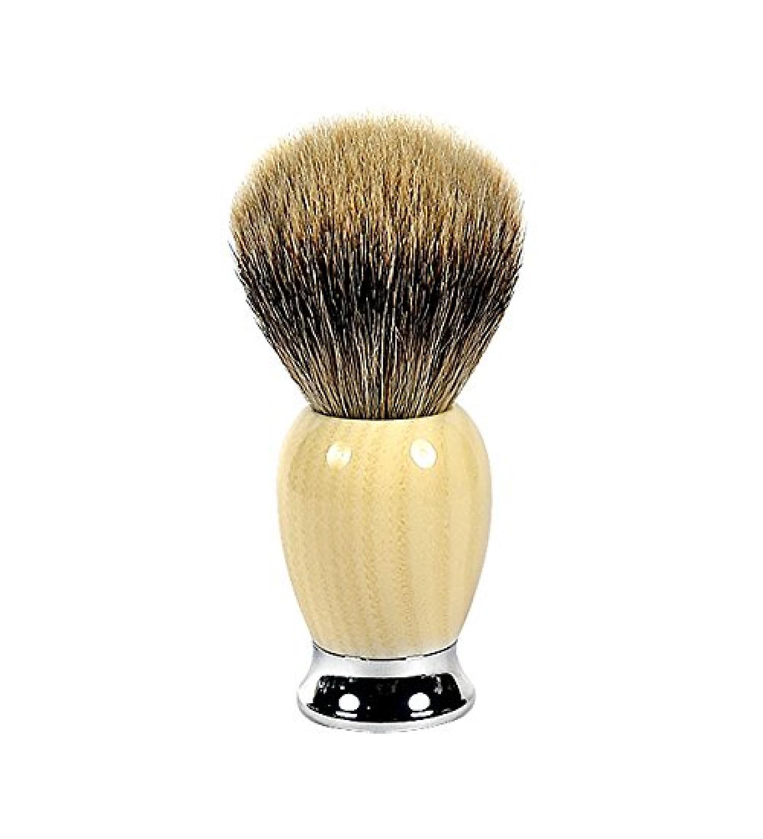 silvertip Badger Shaving Brush with Ivory Pattern Handle and Chrome Base