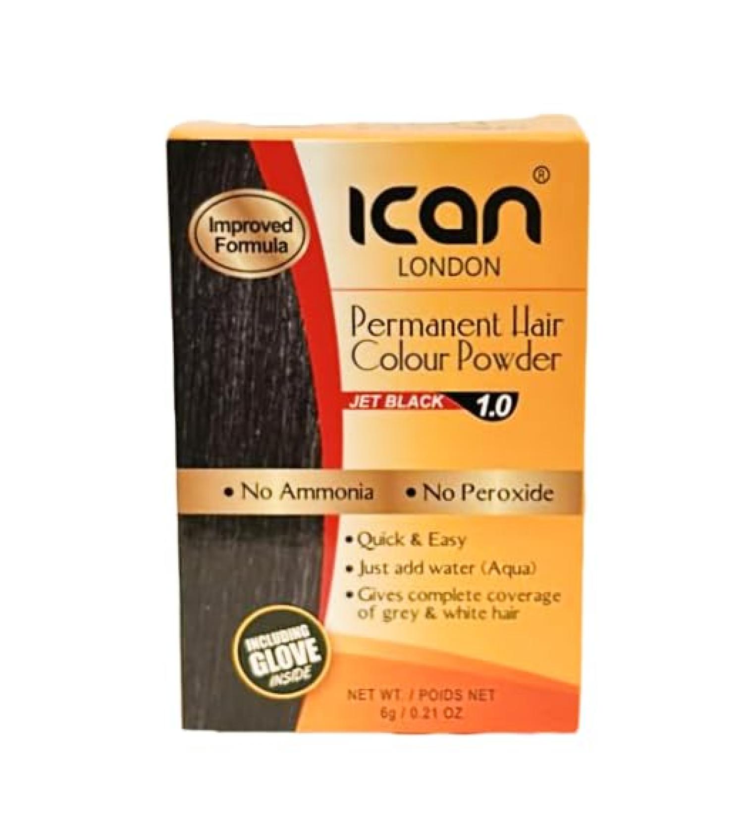 ICAN PERMANENT HAIR COLOR POWDER NO AMONIA NO PEROXIDE (1.0 JET BLACK) - Buy Online on GoSupps.com