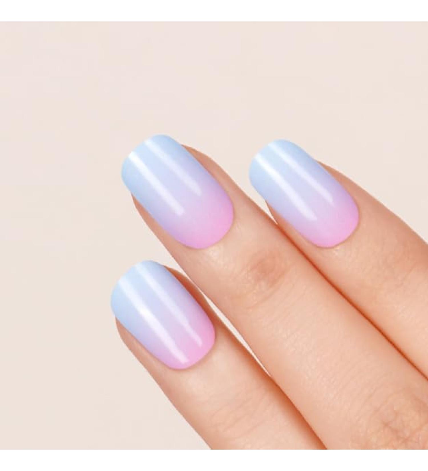 Danni & Toni Half Hardened Gel Nail Films - Rose Horizon | Blue Pink Gradation Glossy UV Gel Nail Foil Stickers - Self-Adhesive 28 Pack - Buy Online on GoSupps.com
