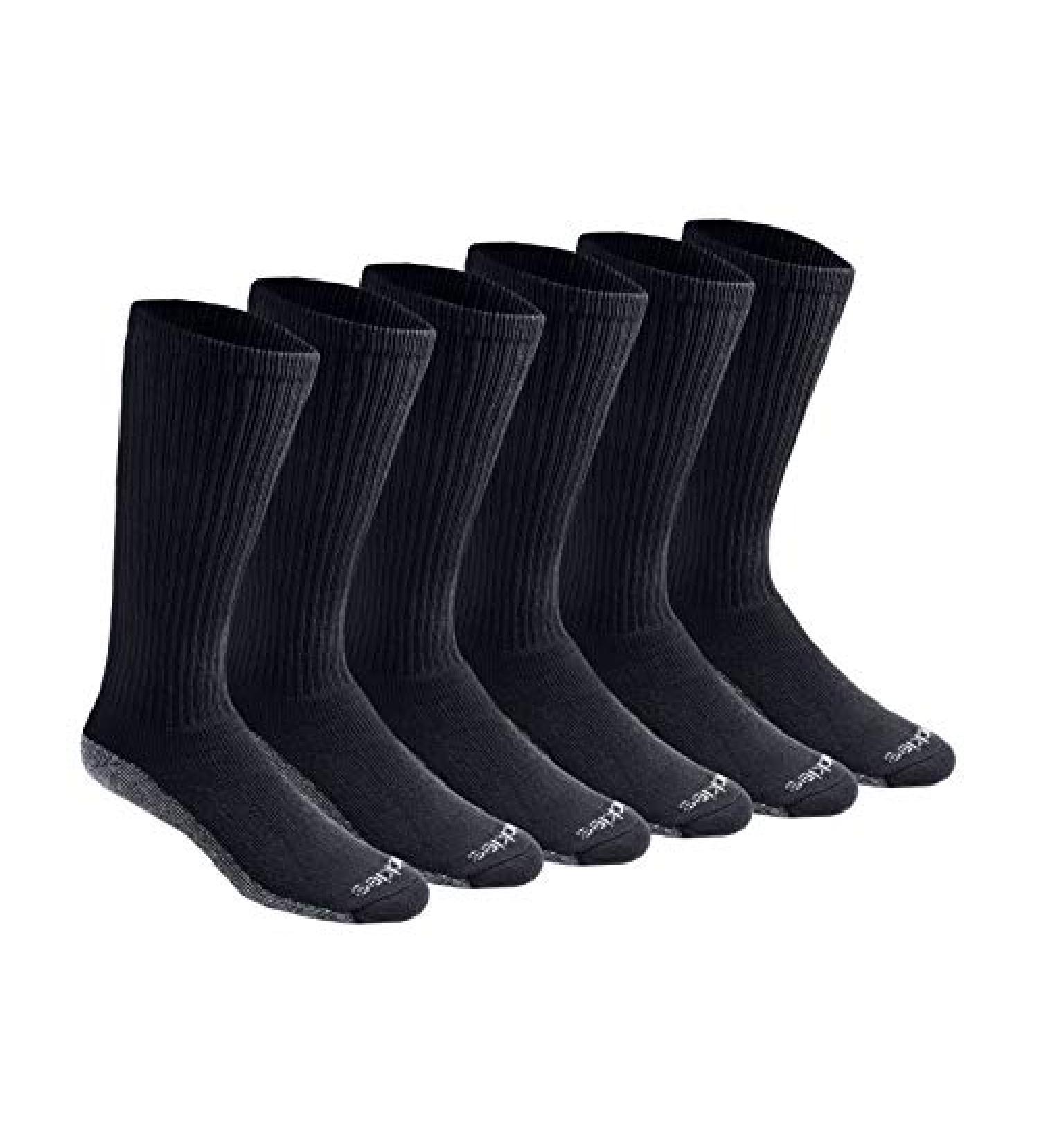 Dickies Men's 6-Pack Dri-Tech Moisture Control Boot-Length Socks, Size 6-12, Black - Buy Online on GoSupps.com
