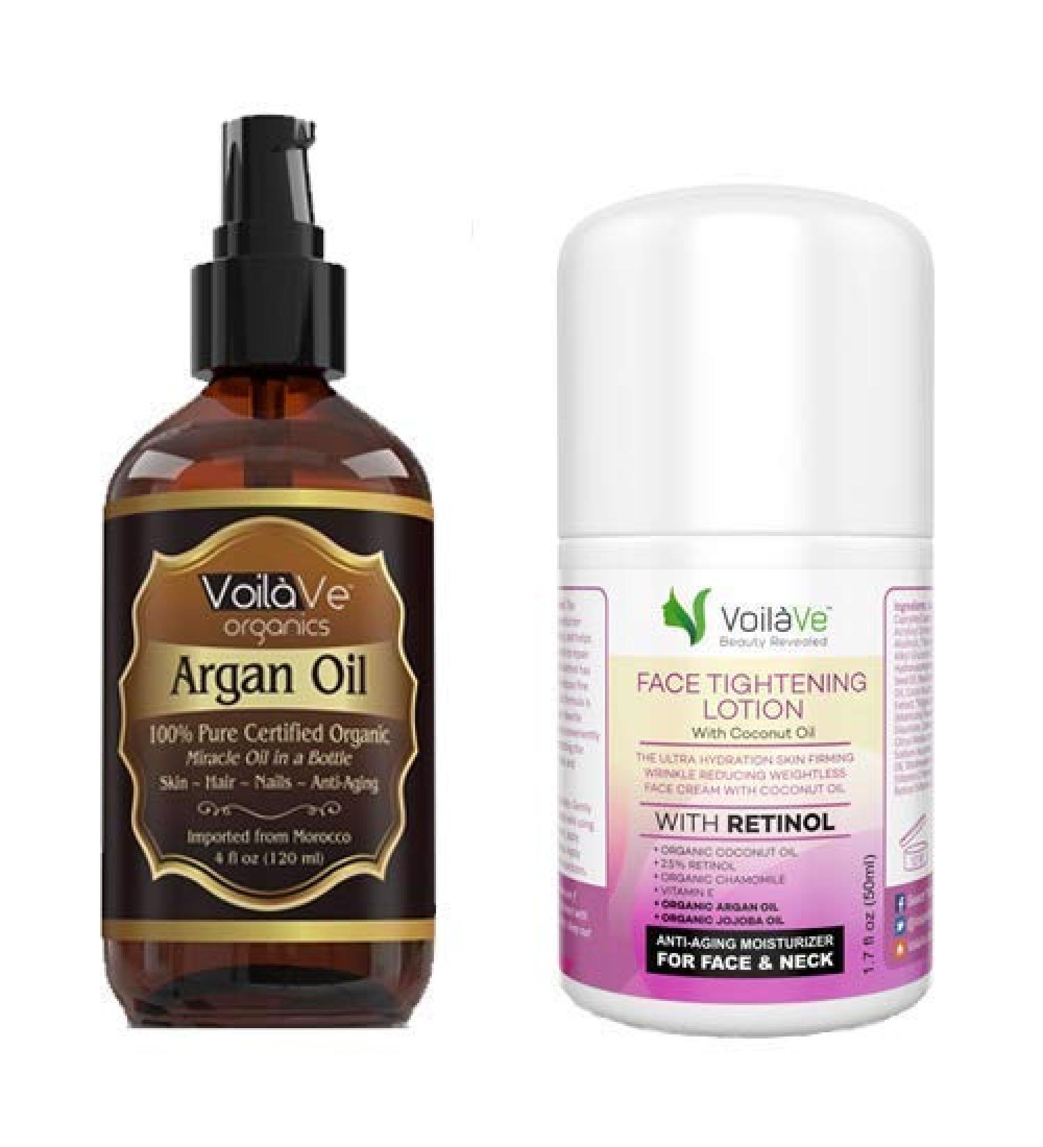VoilaVe Organic Moroccan Argan Oil - Skin, Nails & Hair Growth - Face Moisturizer with Vitamin E - Women's Face & Neck Lotion - Buy Online on GoSupps.com