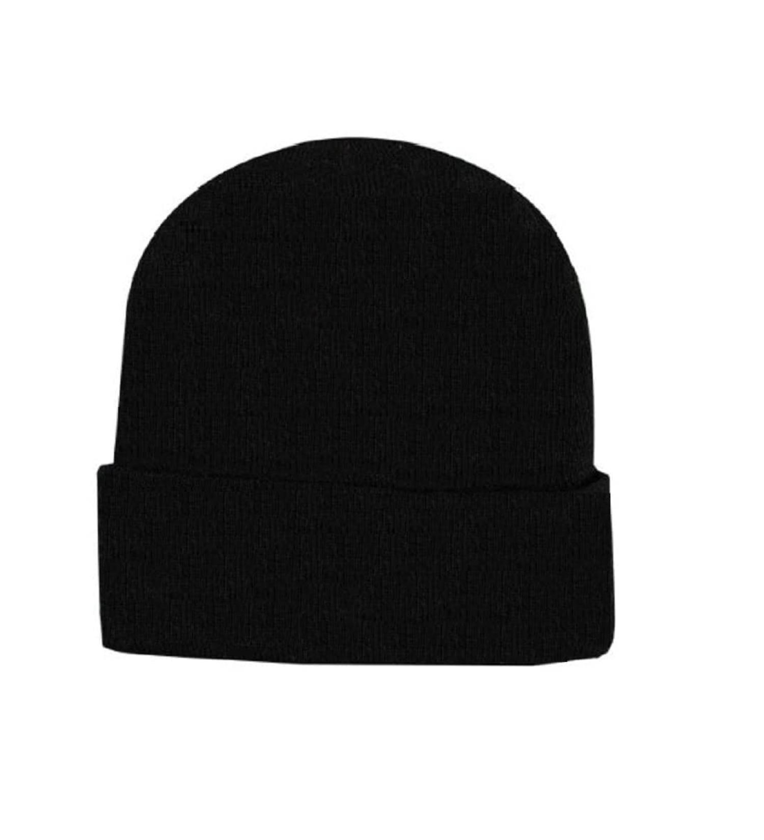 Children's Kids Girls Boys Thermal Lined Plain Black Hat Stretchy Beanie Hat 5 to 10 Yeas Approx Size for Winter Autumn
