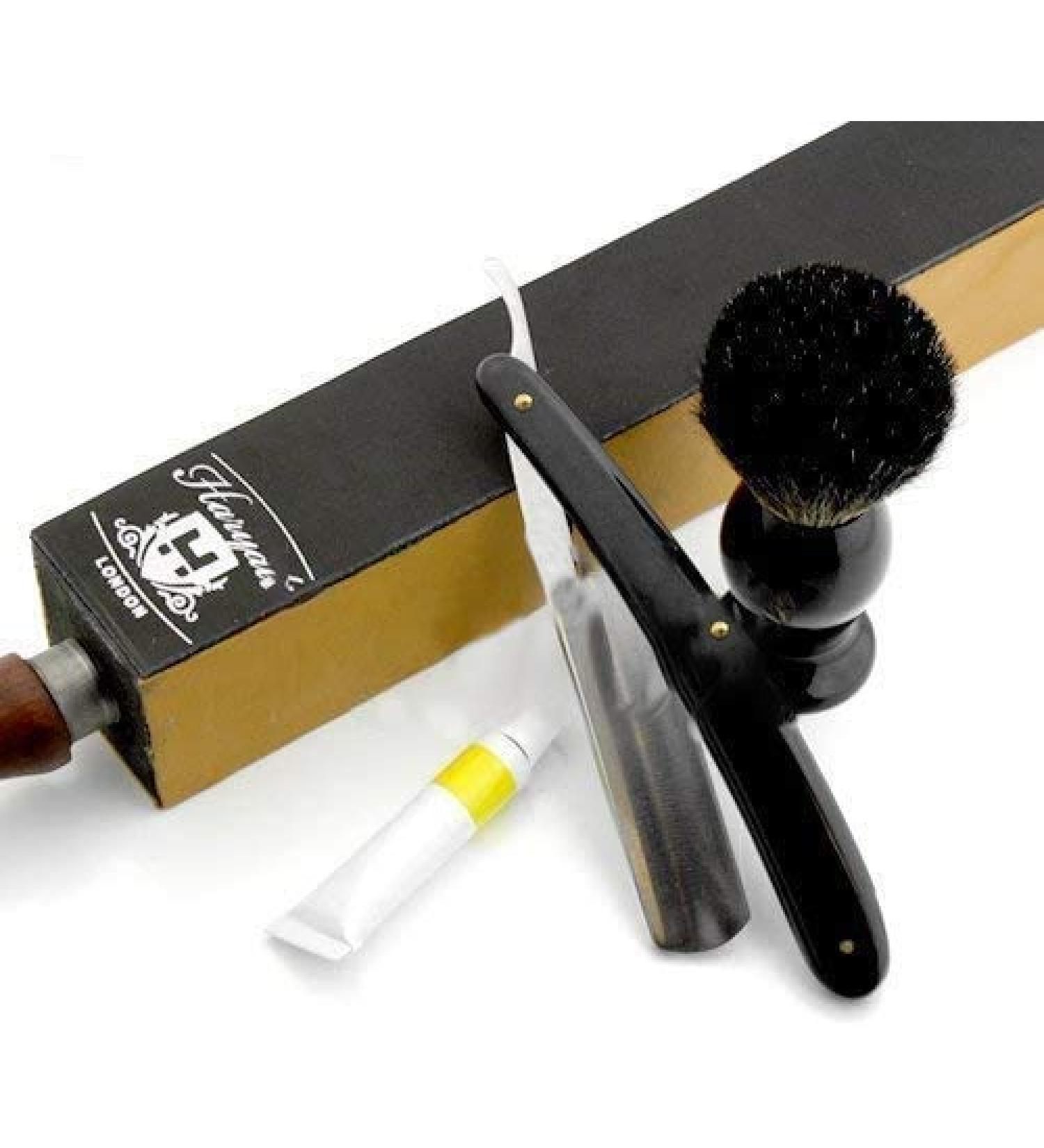 Four Sided Leather Strap Set Neck Cut Shaving Razor Dovo Paste Badger Hair Shaving Brush