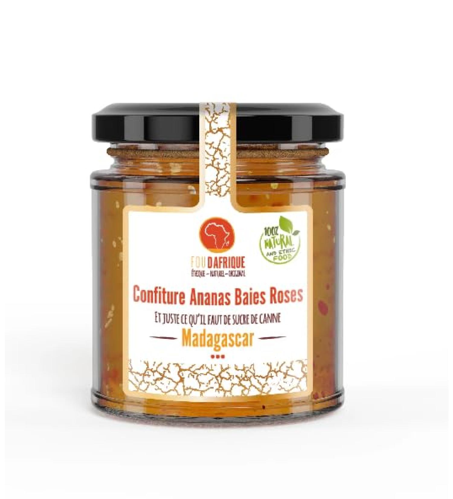  Foudafrique Pineapple Jam with Pink Peppercorns | Handmade Preservative-Free | Exotic Fruity Flavor for Toast and Desserts - Buy Online on GoSupps.com