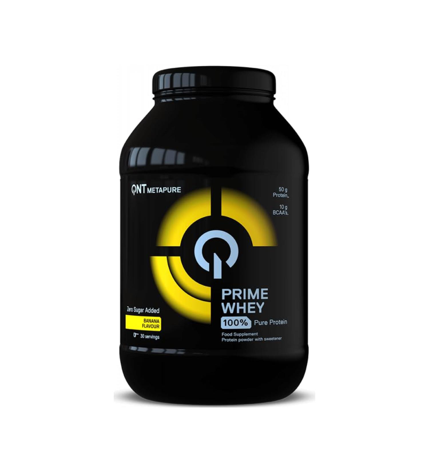 QNT Prime Whey banane 84% de Whey Prot ine contient de l isolat de whey aide augmenter le volume et la force des muscles riche en BCAA et sans sucre ajout 908g 30 doses - Buy Online on GoSupps.com