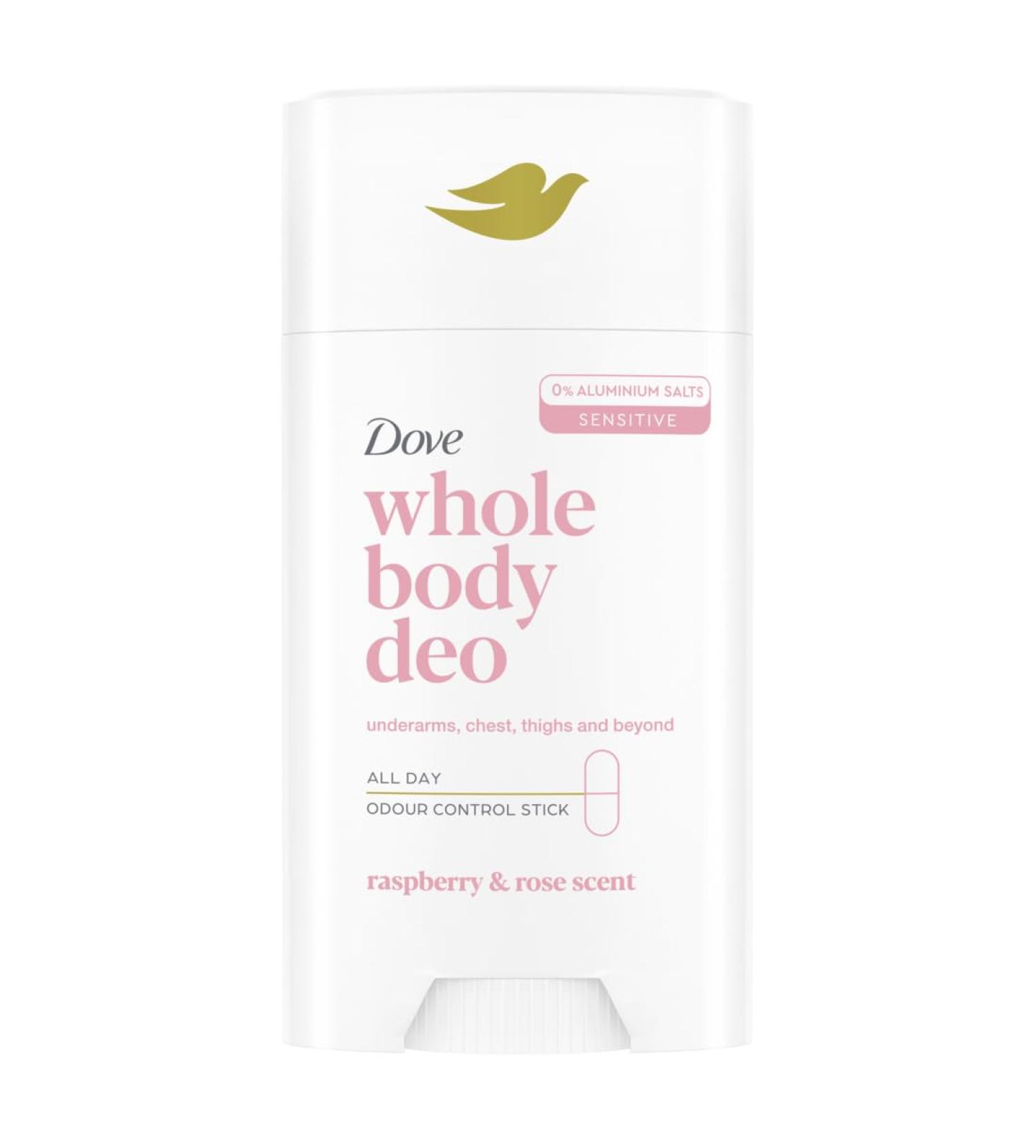 Dove Dove Stick Whole Body Deo 75ml Full Body Deodorant Raspberry & Rose Fragrance Odour Protection for up to 24 Hours Dermatologically Tested Gynecologically Tested