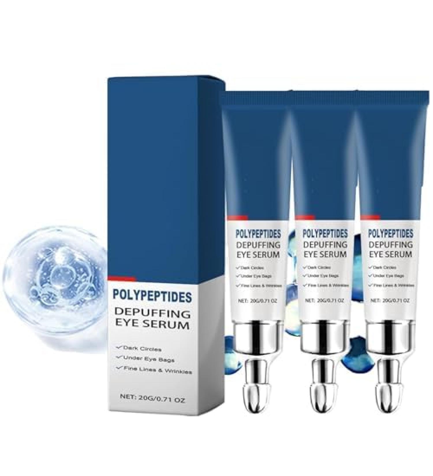 Peptide De-Puffing Eye Serum Anti-Aging Collagen Eye Cream for Men for Dark Circles Under Eye Bags Puffiness Fine Lines and Wrinkles - Buy Online on GoSupps.com