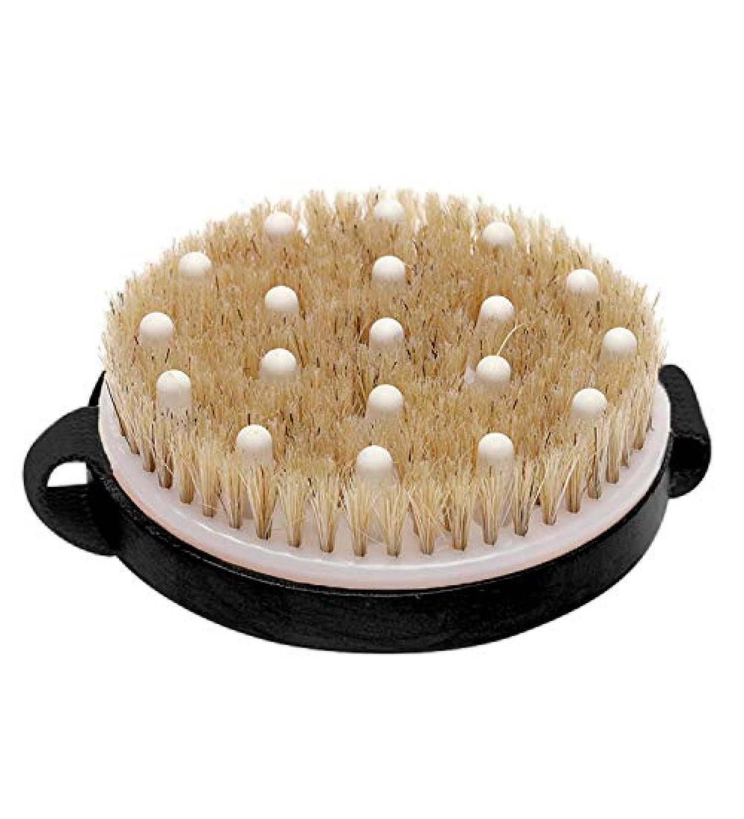 Exfoliating Body Brush for Glowing Skin - Natural Bristle, Cellulite Treatment, Lymphatic Drainage, Blood Circulation - Round Brush with Massage Nodule - Buy Online on GoSupps.com