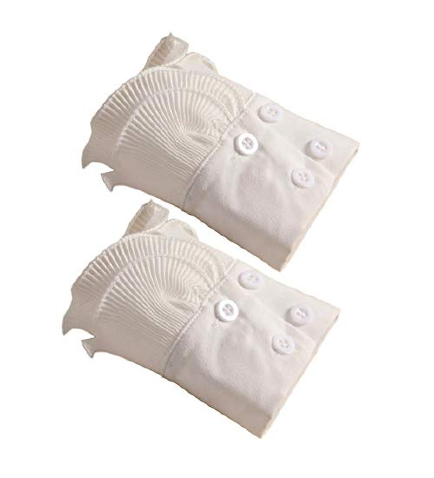 Mollensiuer Detachable Shirt Fake Sleeve Cuffs - White Fashion Pleated Horn & Lace Layered False Sleeves - Buy Online on GoSupps.com