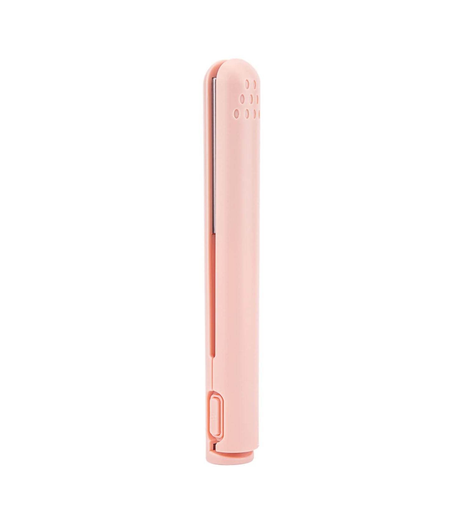 2 in 1 Hair Straightener & Curling Iron - USB Ceramic Heat Flat Iron - Pink Color for Effortless Styling - Buy Online on GoSupps.com