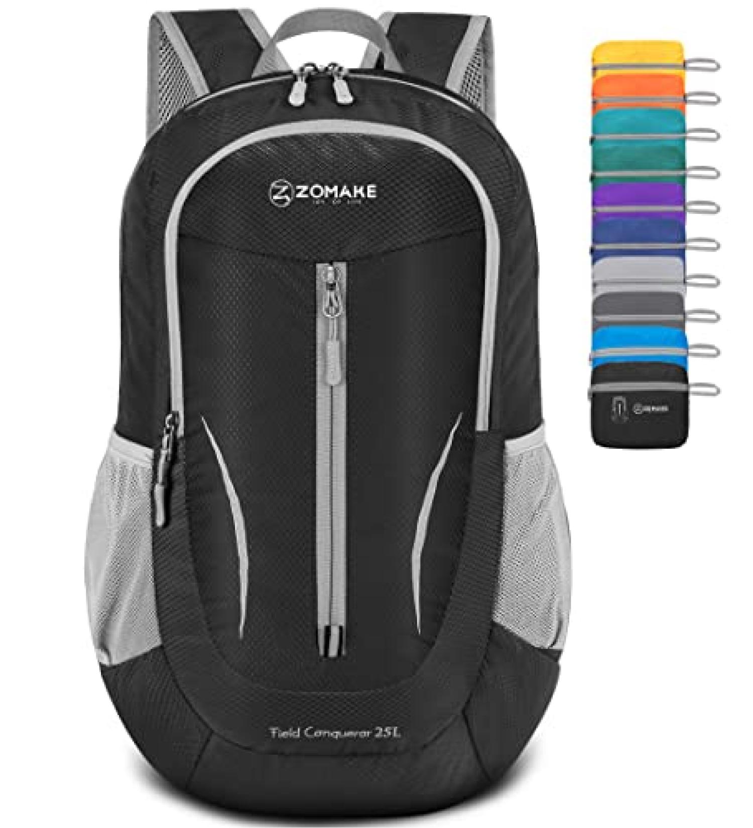 ZOMAKE 25L Packable Backpack - Lightweight & Water Resistant Daypack for Travel (Black) - Buy Online on GoSupps.com