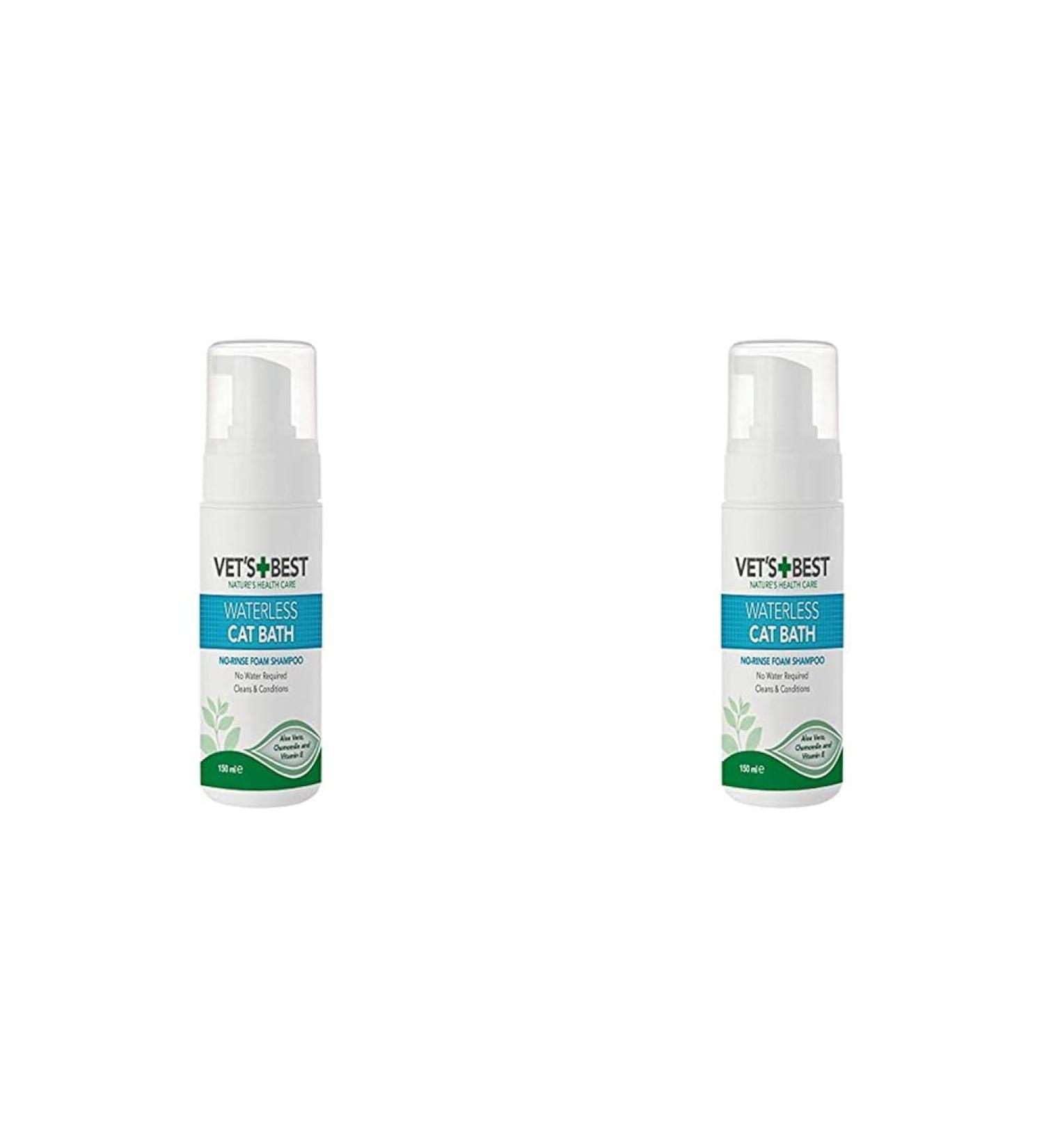 Vet's Best Waterless Cat Bath - No Rinse Dry Shampoo for Cats (150ml Pack of 2) | International Shipping Available - Buy Online on GoSupps.com
