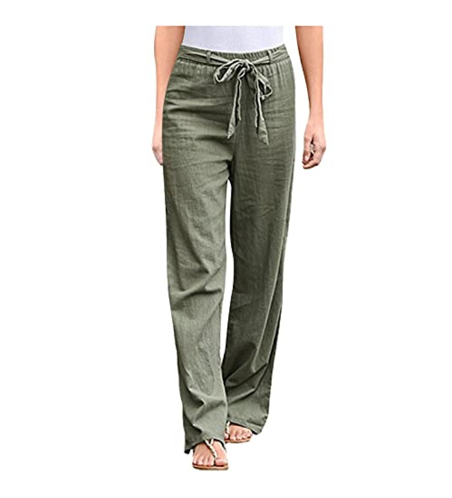 KANGMOON Women's Summer Boho Tie Waist Pants - Army Green 4X-Large - Buy Online on GoSupps.com