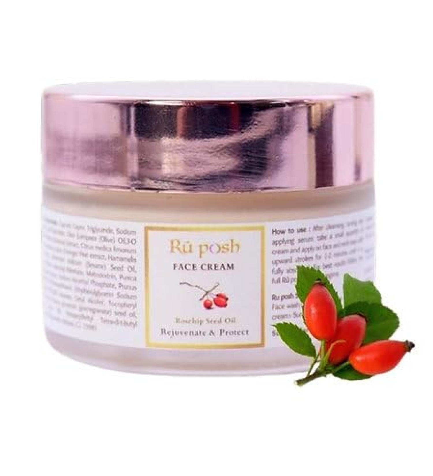Rejuvenate & Protect Rosehip Seed Oil Face Cream - Summer Essentials 50 gm | Hydrating & Nourishing Skincare - Buy Online on GoSupps.com