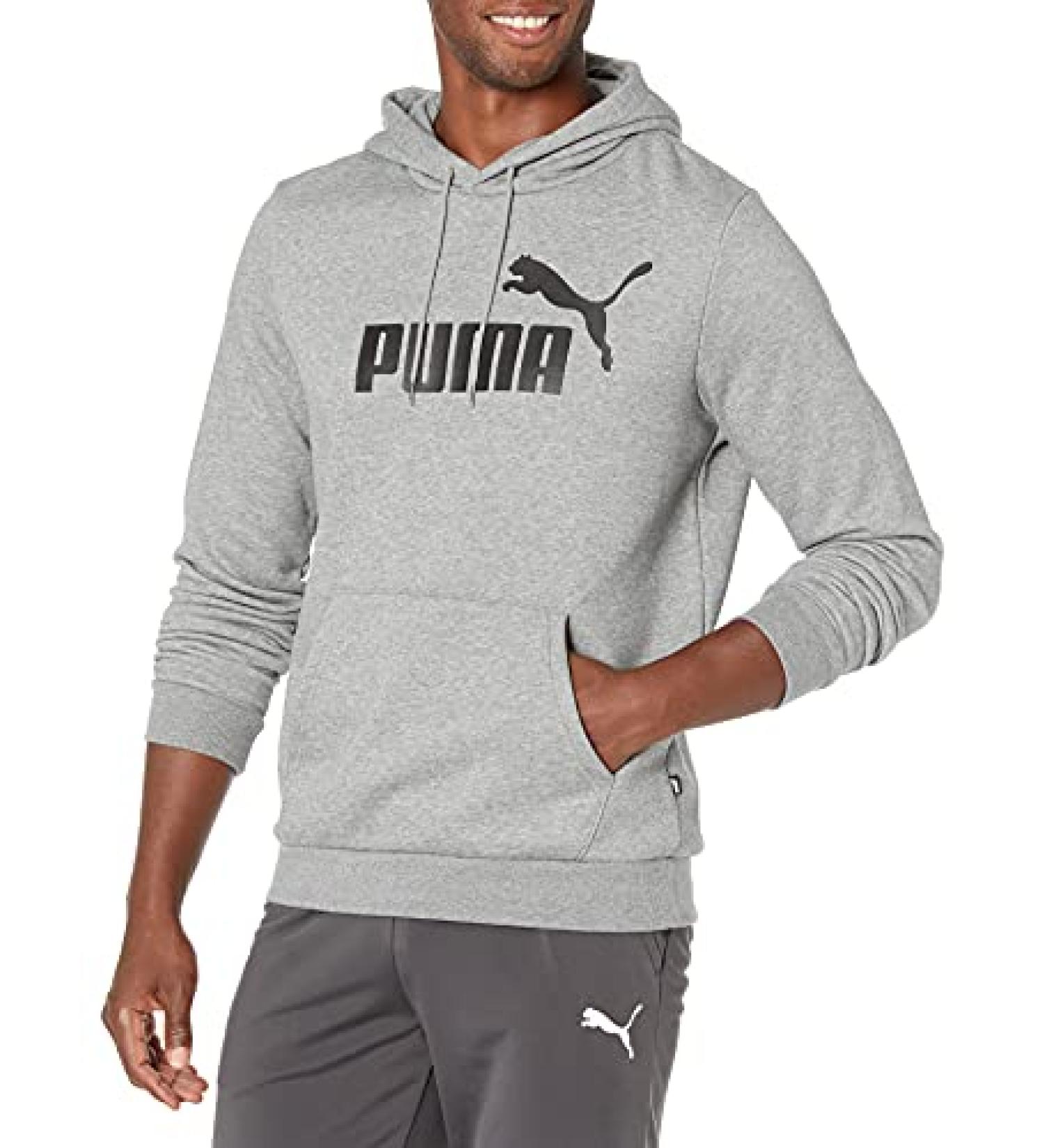 PUMA Men's Essentials Big Logo Fleece Hoodie Medium Medium Gray Heather