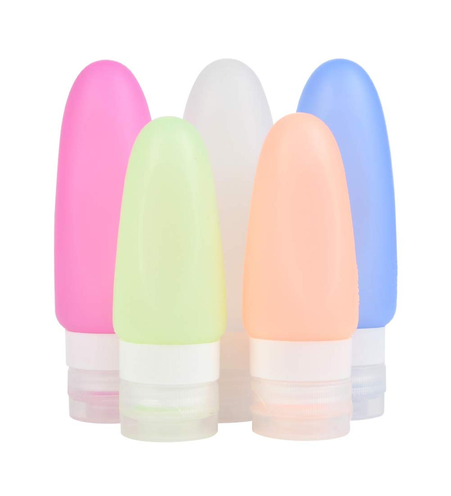 5-Piece Silicone Travel Bottles Set | Leak-Proof Portable Containers for Shampoo & Toiletries - Black - Buy Online on GoSupps.com
