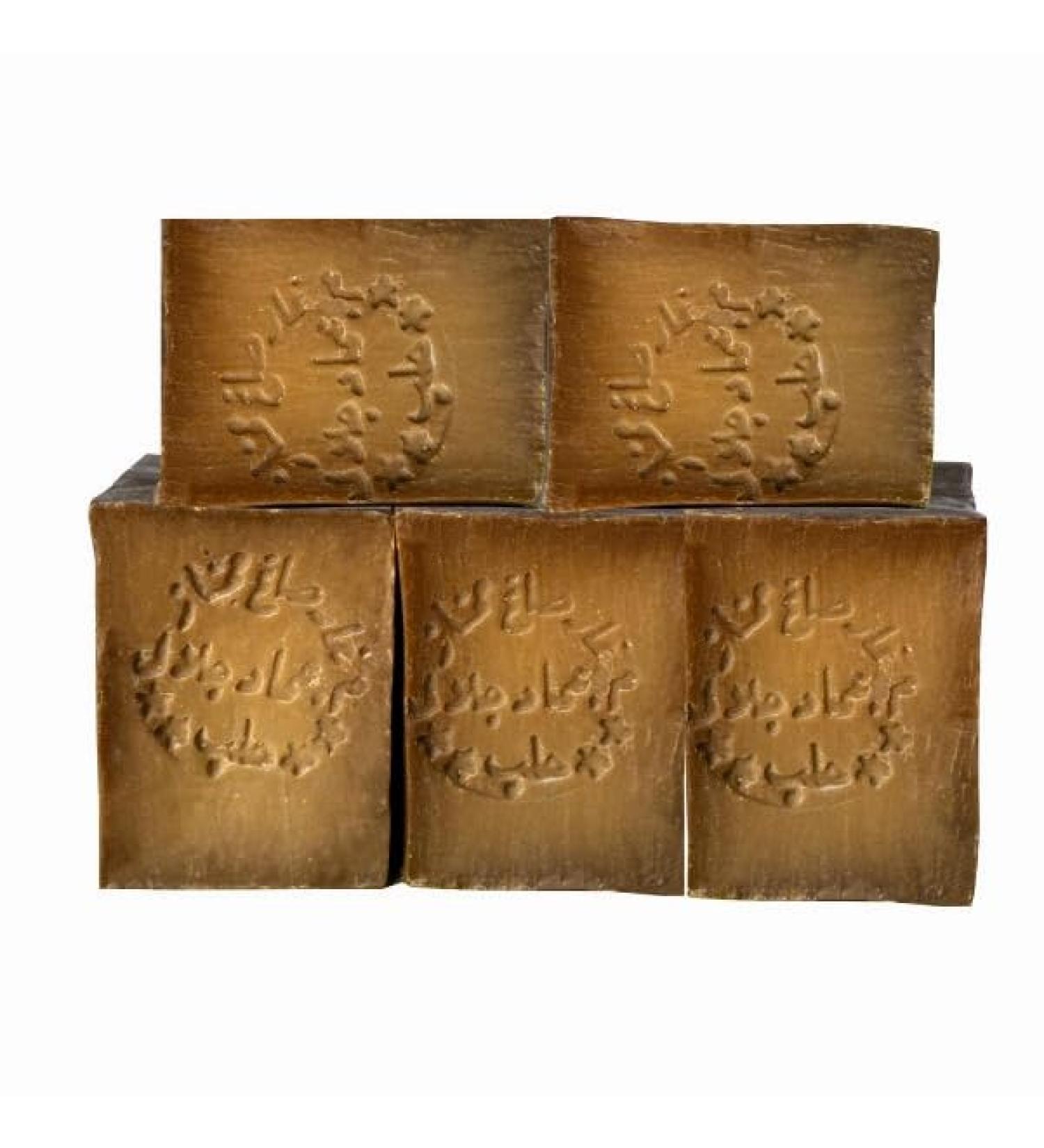  BIO JALAL Original Pure Aleppo Soap Set of 5 with 25% Laurel Oil and 75% Olive Oil Soap 900-950 g - Face Soap Beard Hand Body and Hair - Handmade - Buy Online on GoSupps.com
