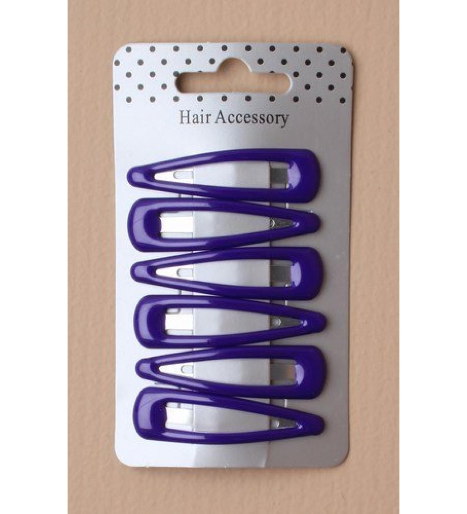 Card of 6 Purple Hair Bendie Clips Grips Hair Clip