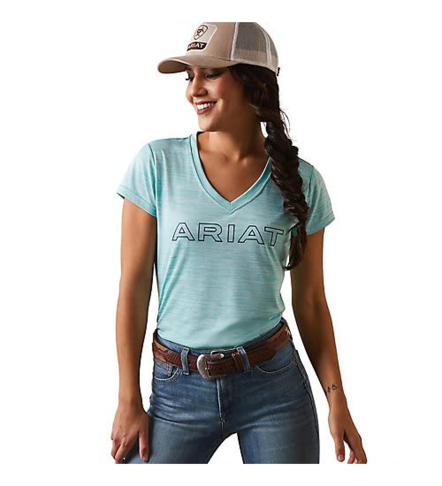ARIAT Women's Laguna Logo Top Small Pool Blue